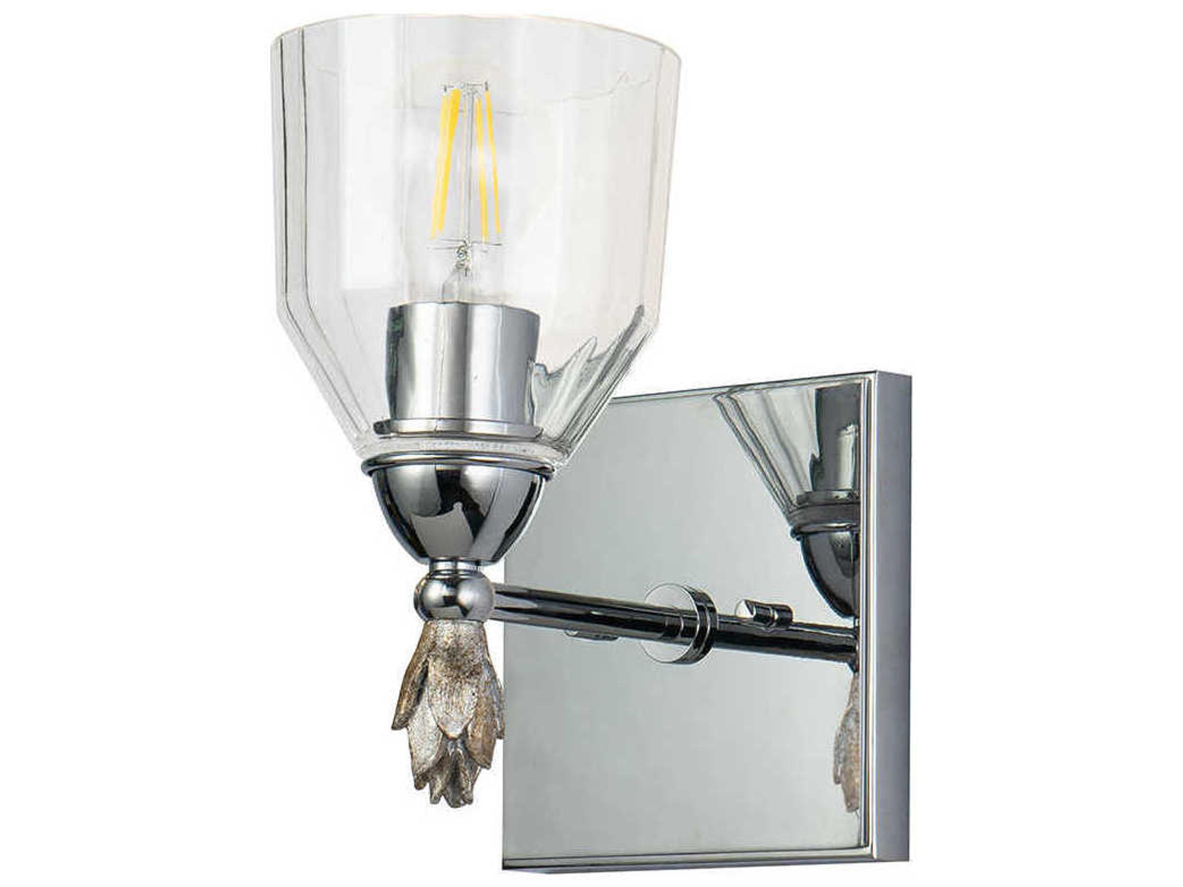 Lucas McKearn Felice 1-Light Polished Chrome Glass Wall Sconce