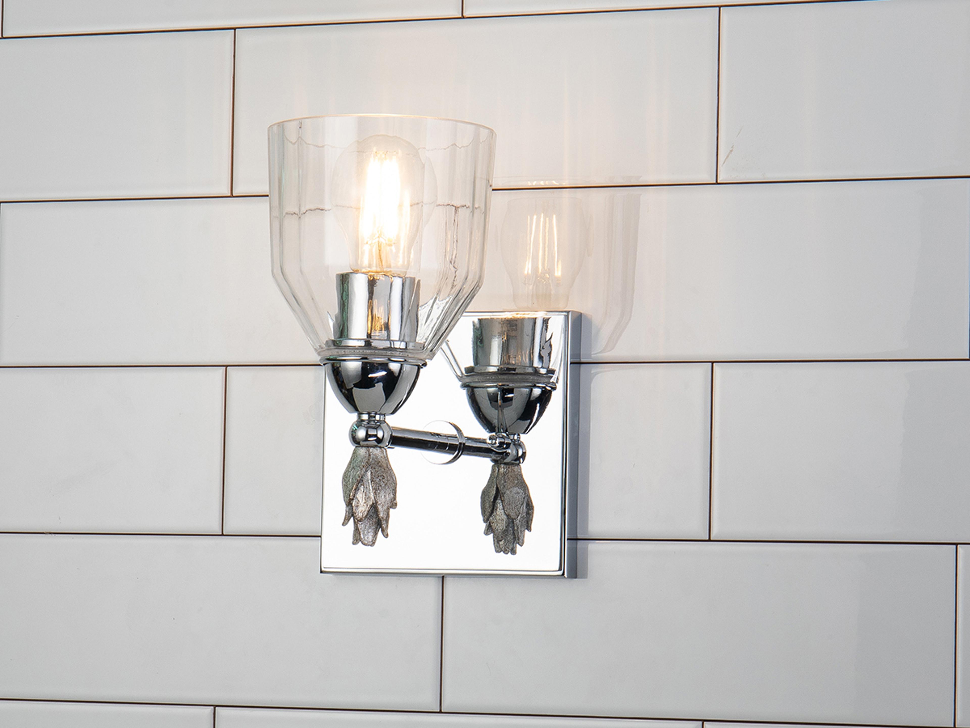 Lucas McKearn Felice 1-Light Polished Chrome Glass Wall Sconce