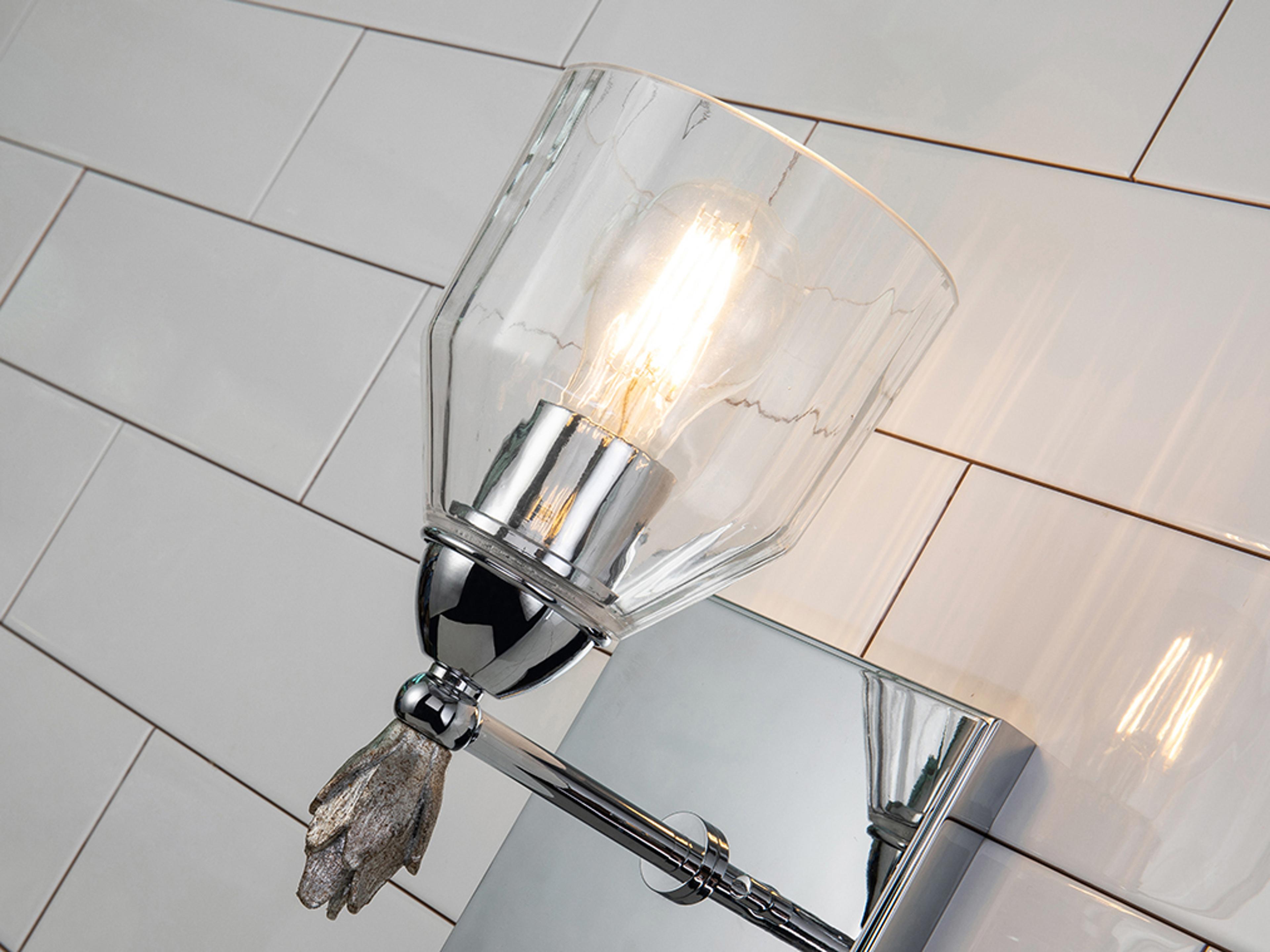 Lucas McKearn Felice 1-Light Polished Chrome Glass Wall Sconce