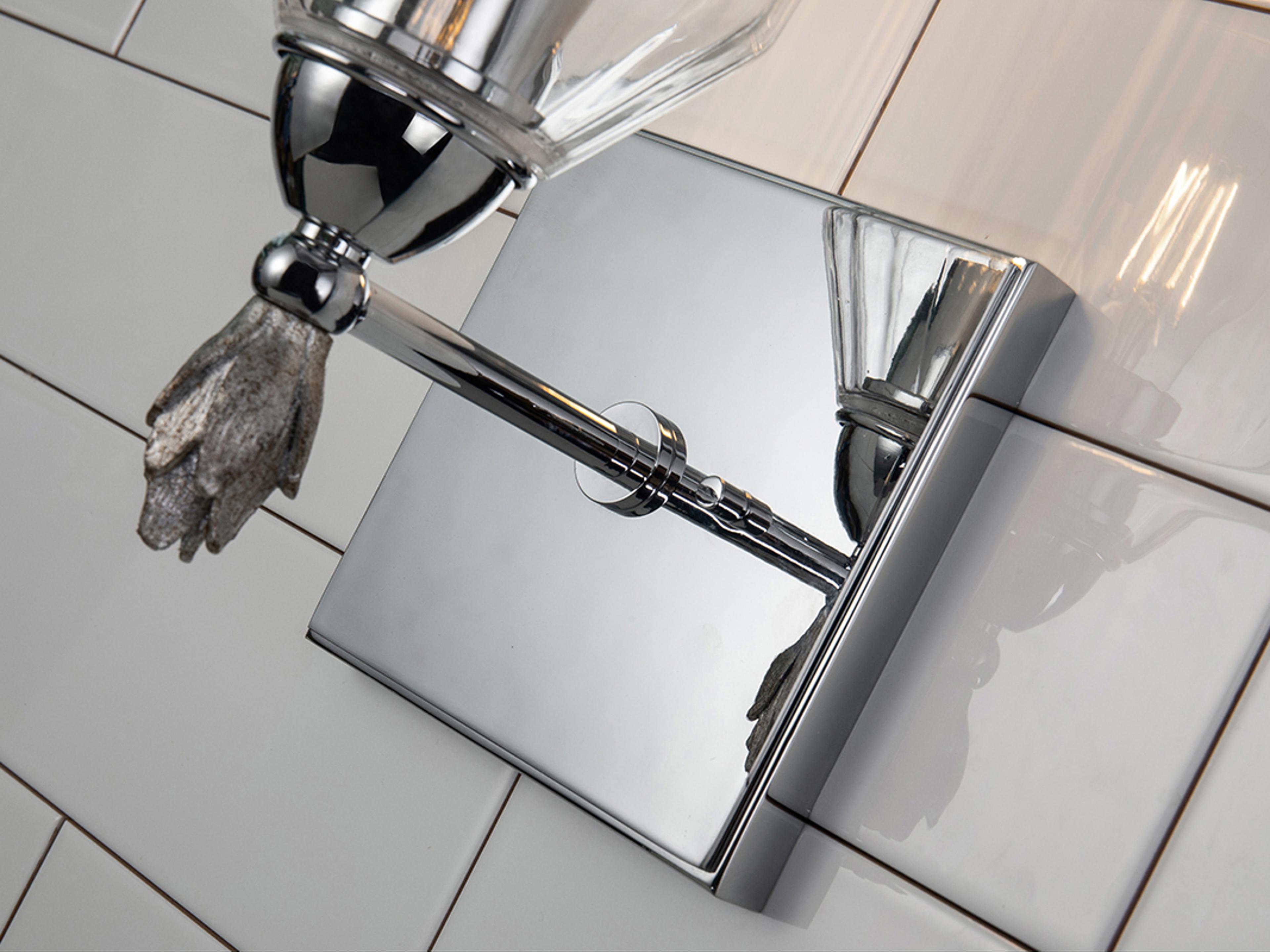 Lucas McKearn Felice 1-Light Polished Chrome Glass Wall Sconce