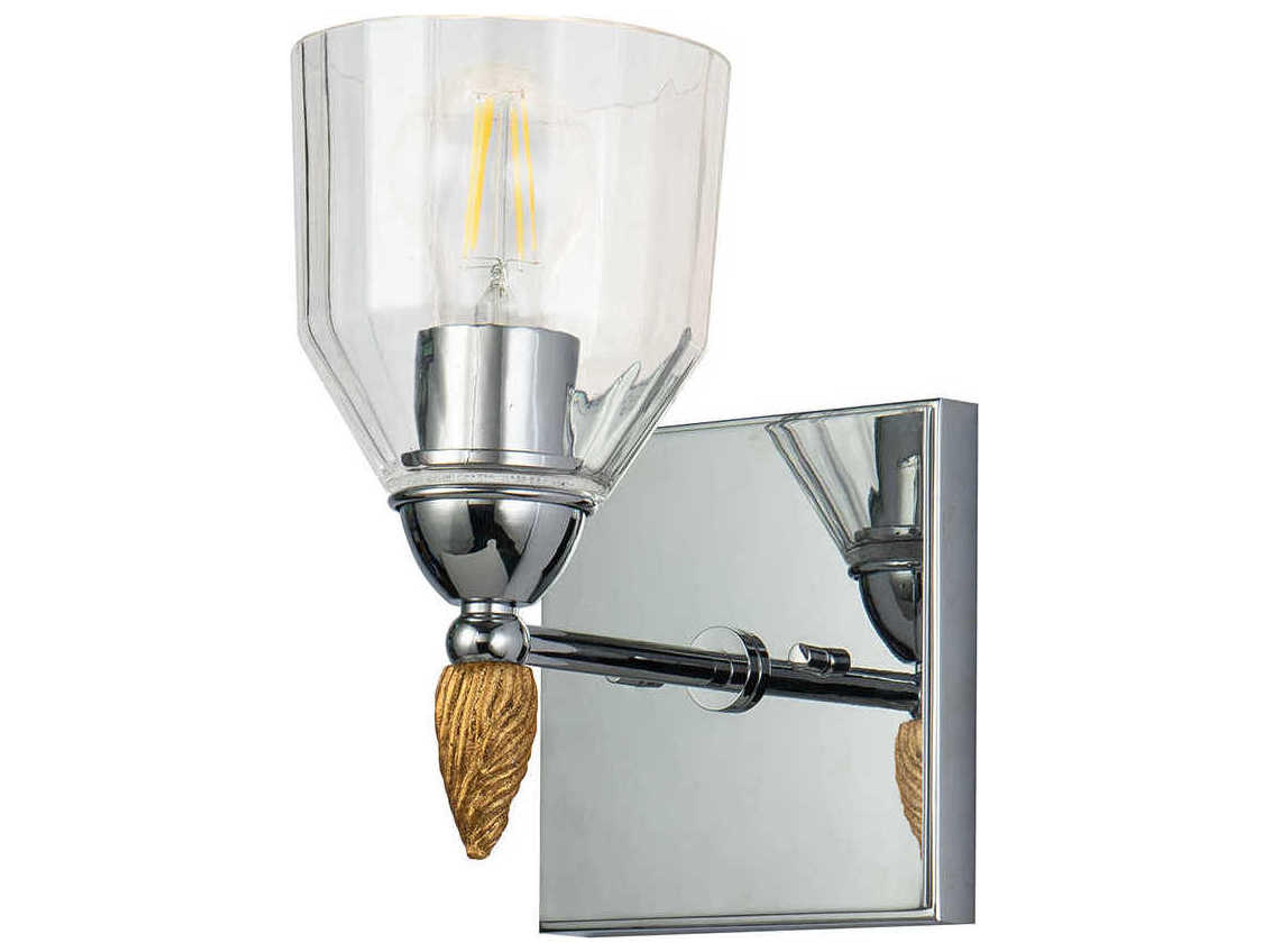 Lucas McKearn Felice 1-Light Polished Chrome Gold Glass Wall Sconce