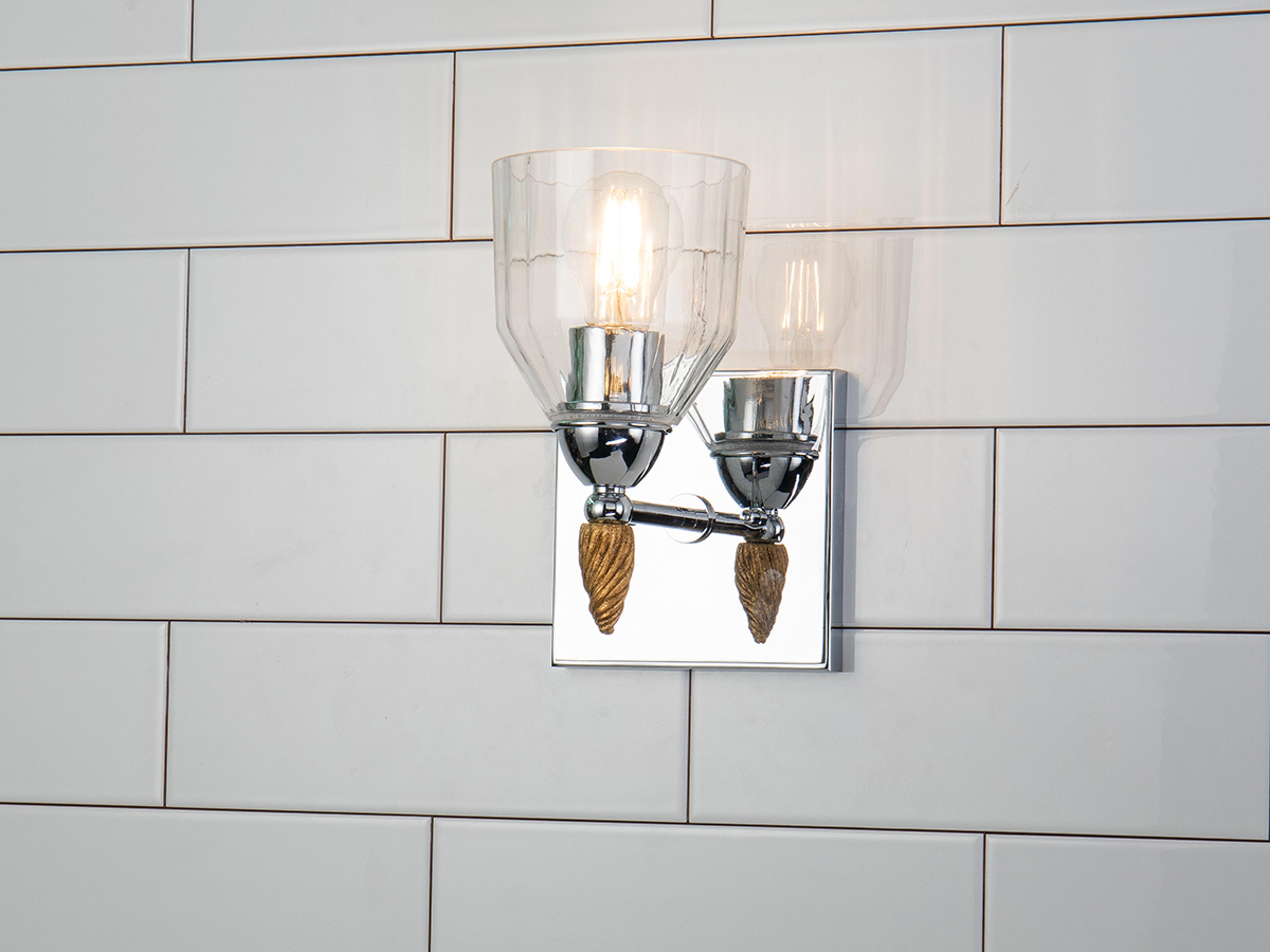 Lucas McKearn Felice 1-Light Polished Chrome Gold Glass Wall Sconce