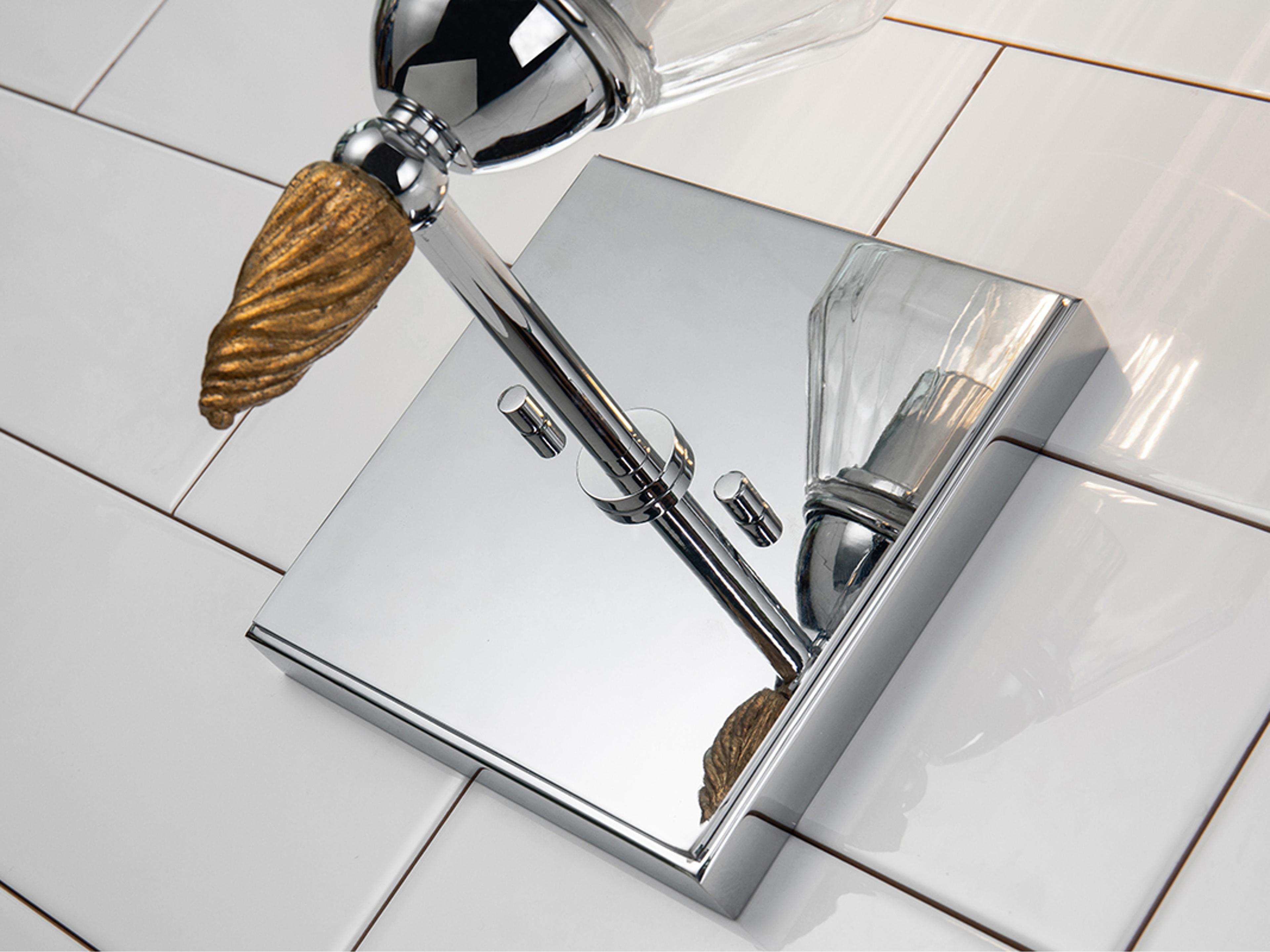 Lucas McKearn Felice 1-Light Polished Chrome Gold Glass Wall Sconce