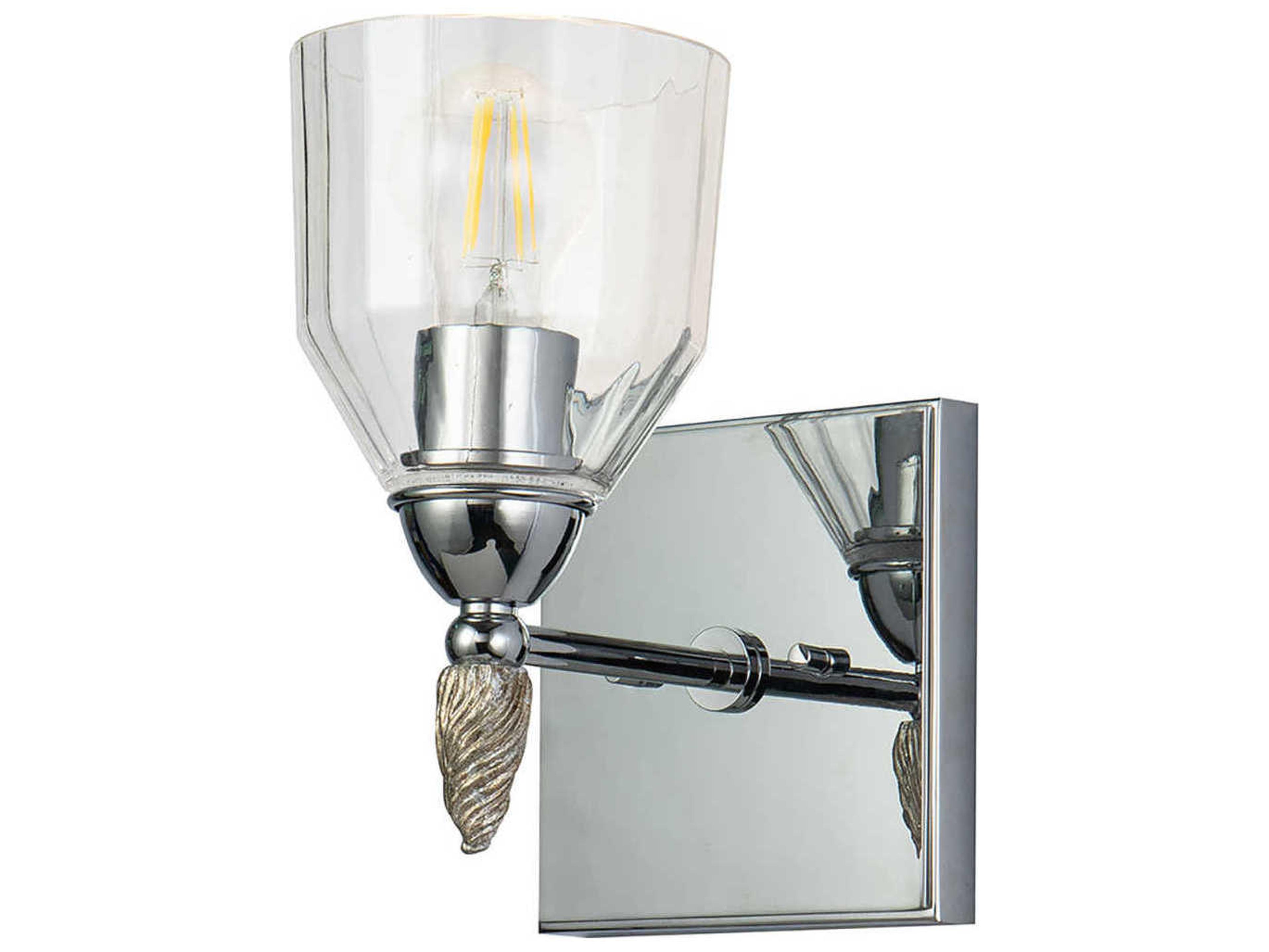Lucas McKearn Felice 1-Light Polished Chrome Glass Wall Sconce