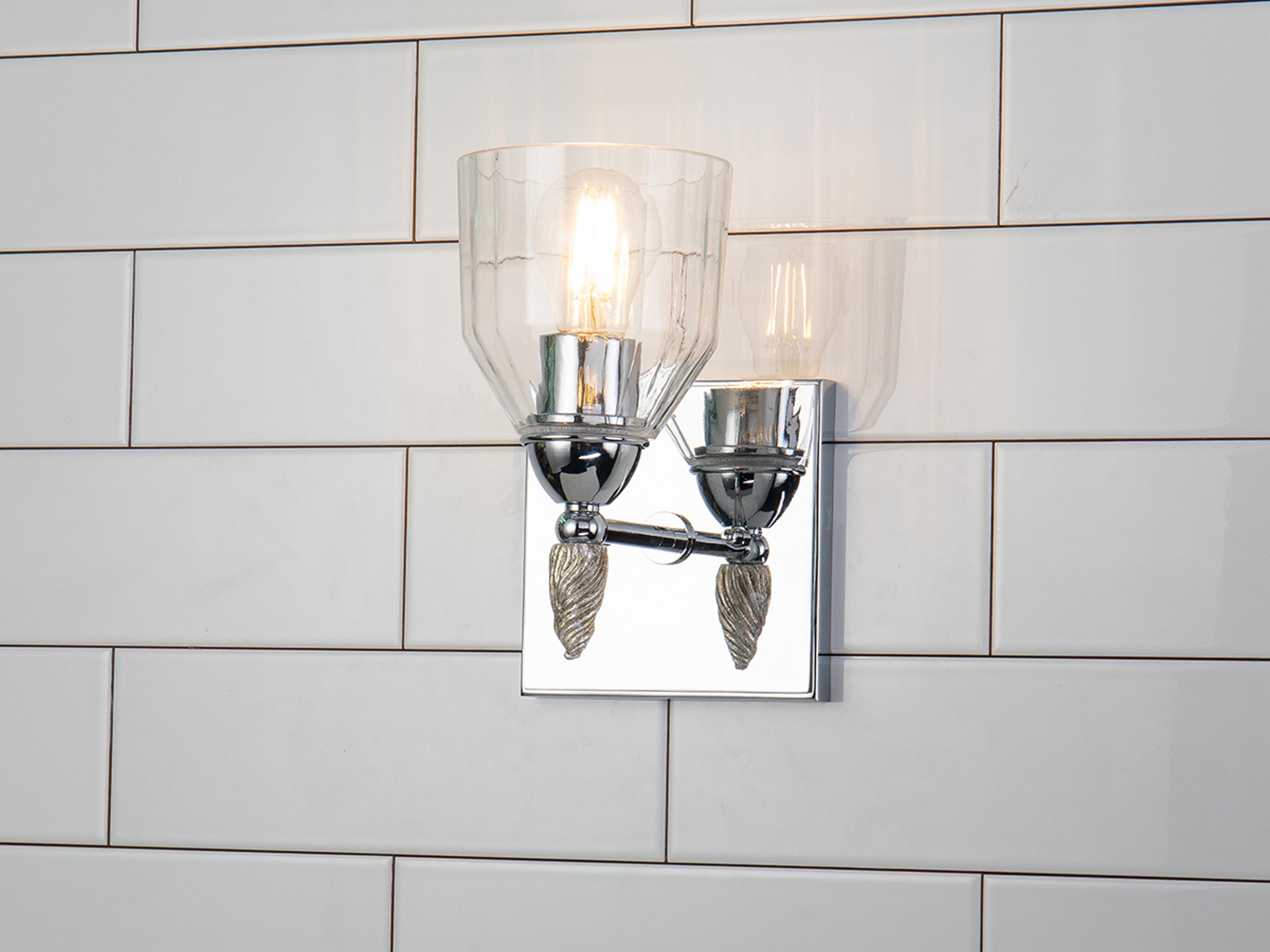 Lucas McKearn Felice 1-Light Polished Chrome Glass Wall Sconce