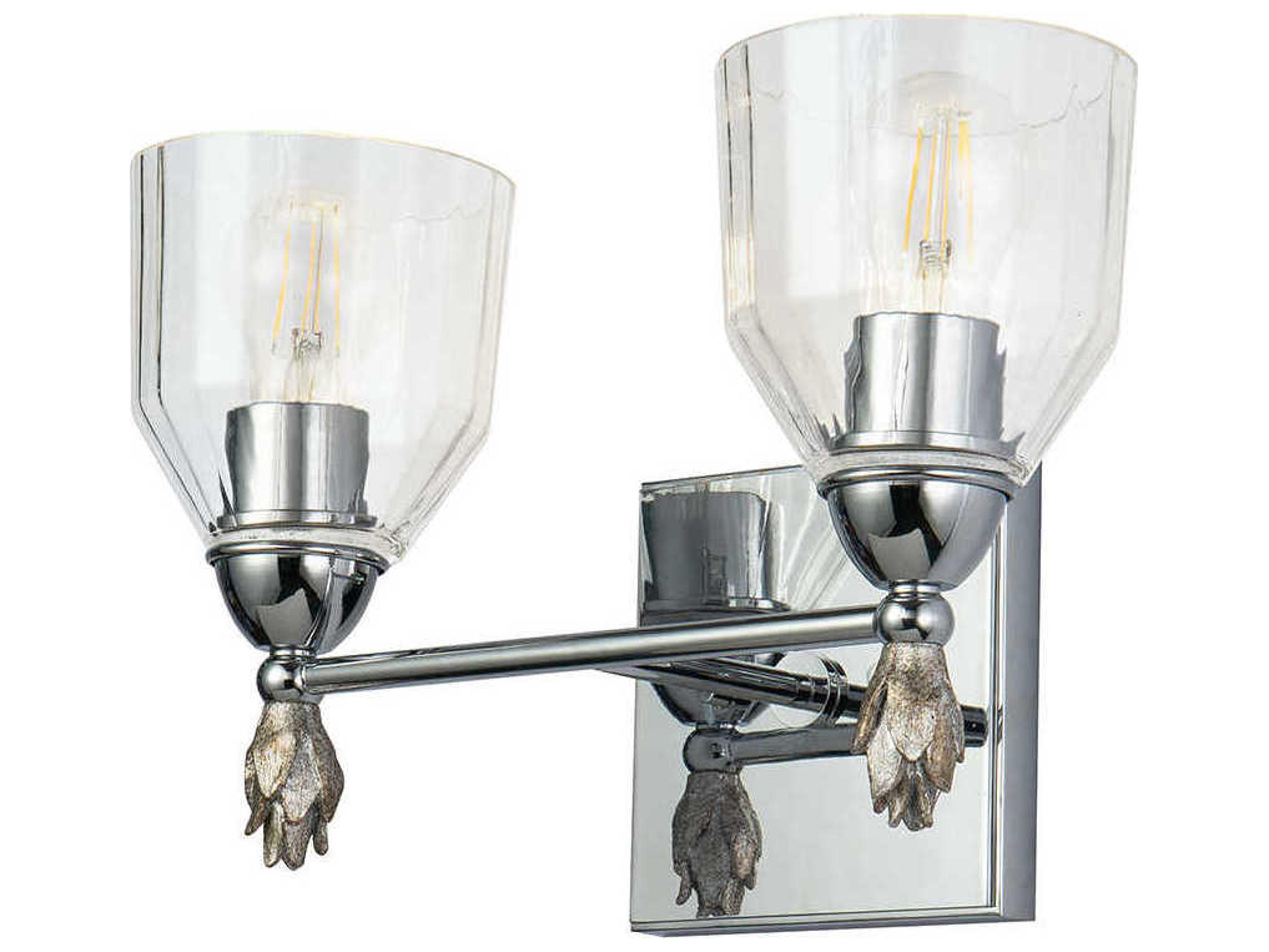 Lucas McKearn Felice 2-Light Polished Chrome Glass Vanity Light