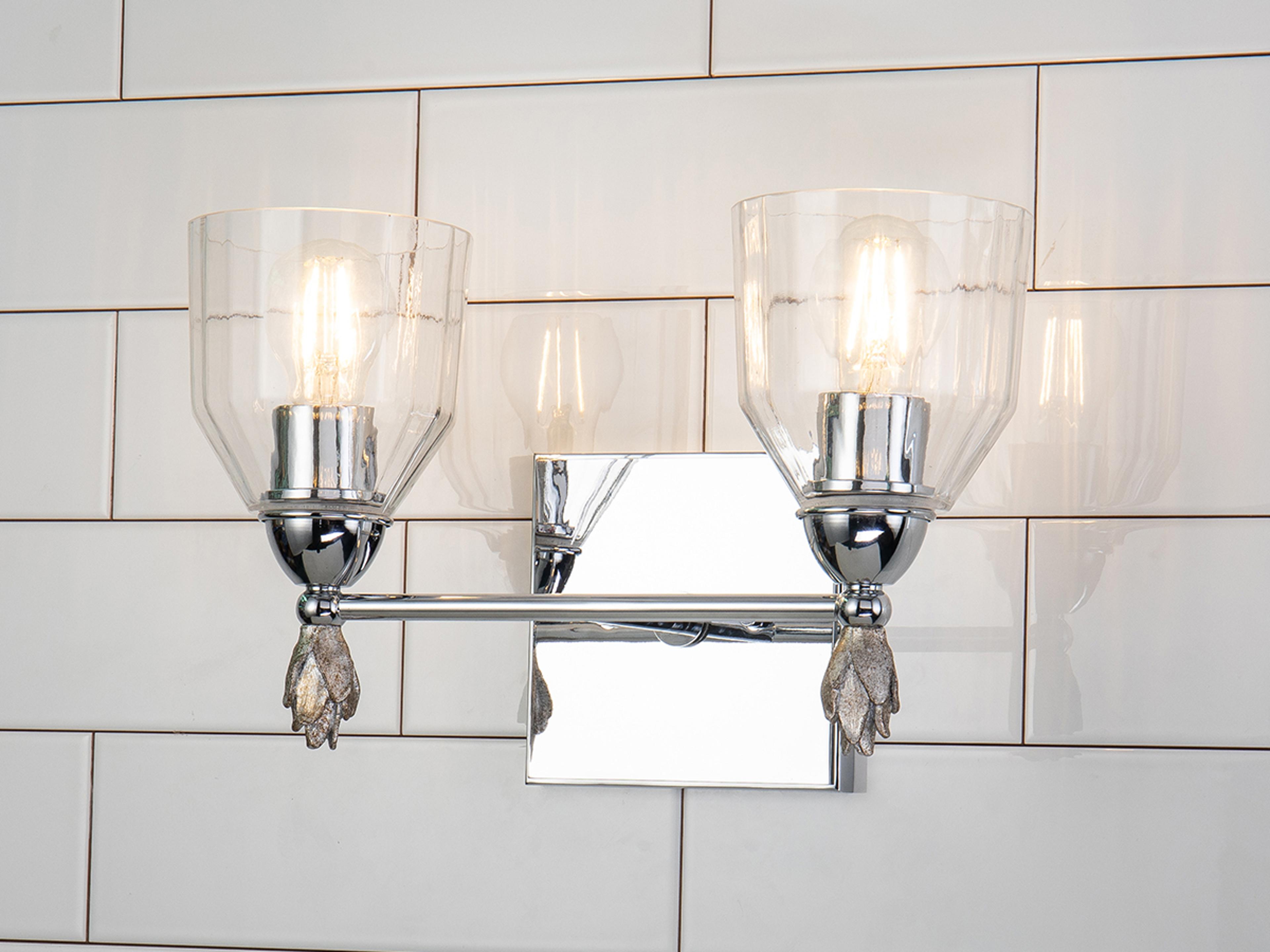 Lucas McKearn Felice 2-Light Polished Chrome Glass Vanity Light
