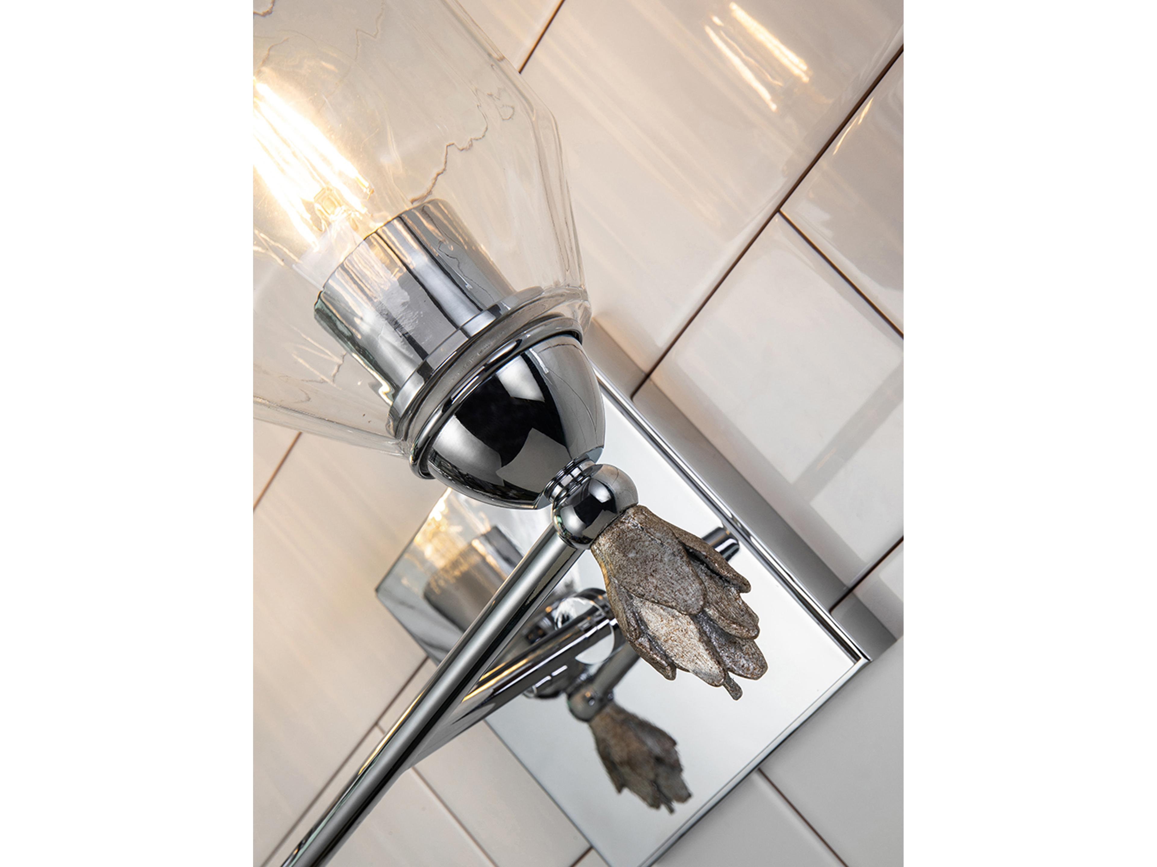 Lucas McKearn Felice 2-Light Polished Chrome Glass Vanity Light