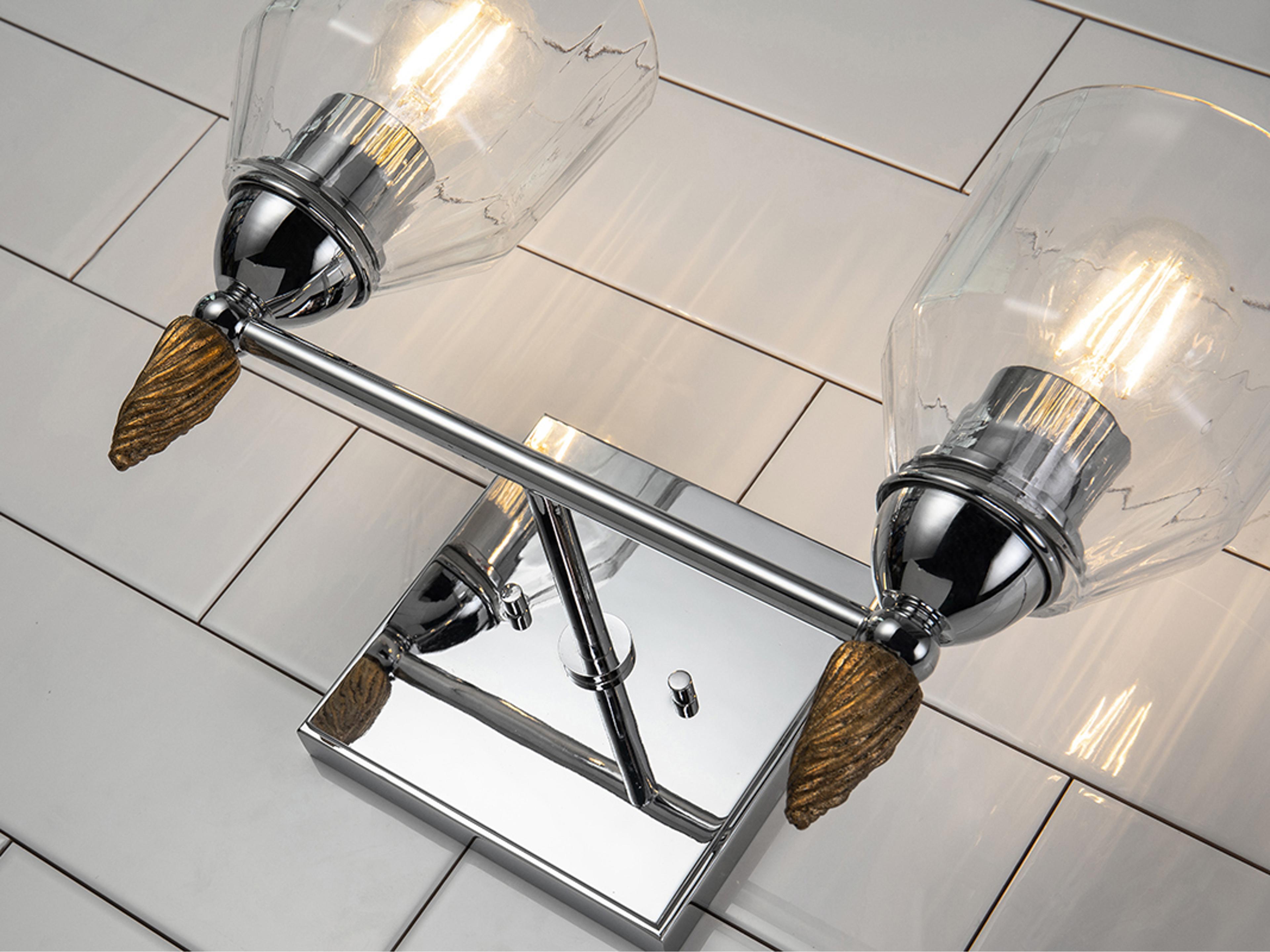 Lucas McKearn Felice 2-Light Polished Chrome Gold Glass Vanity Light