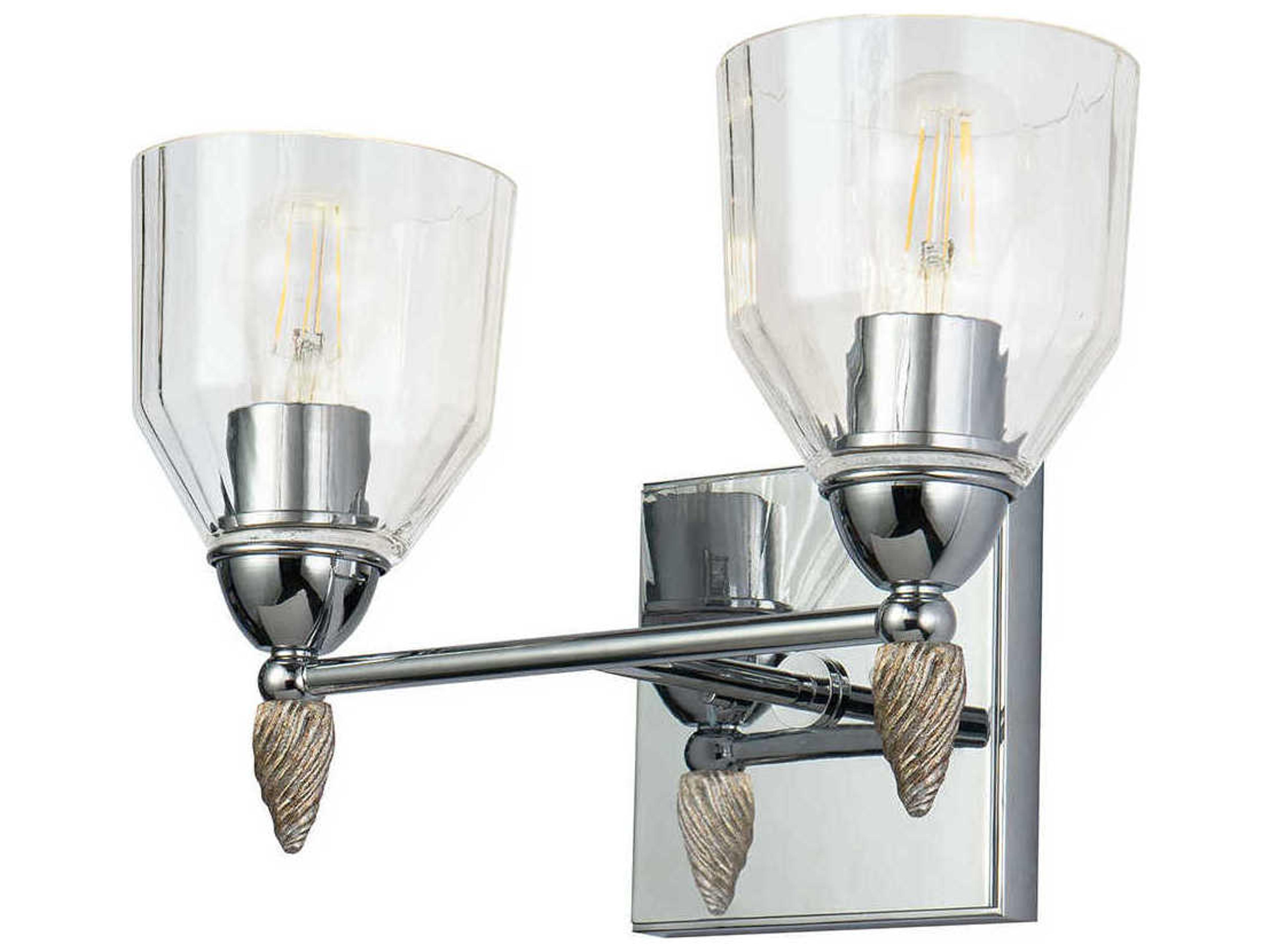Lucas McKearn Felice 2-Light Polished Chrome Glass Vanity Light