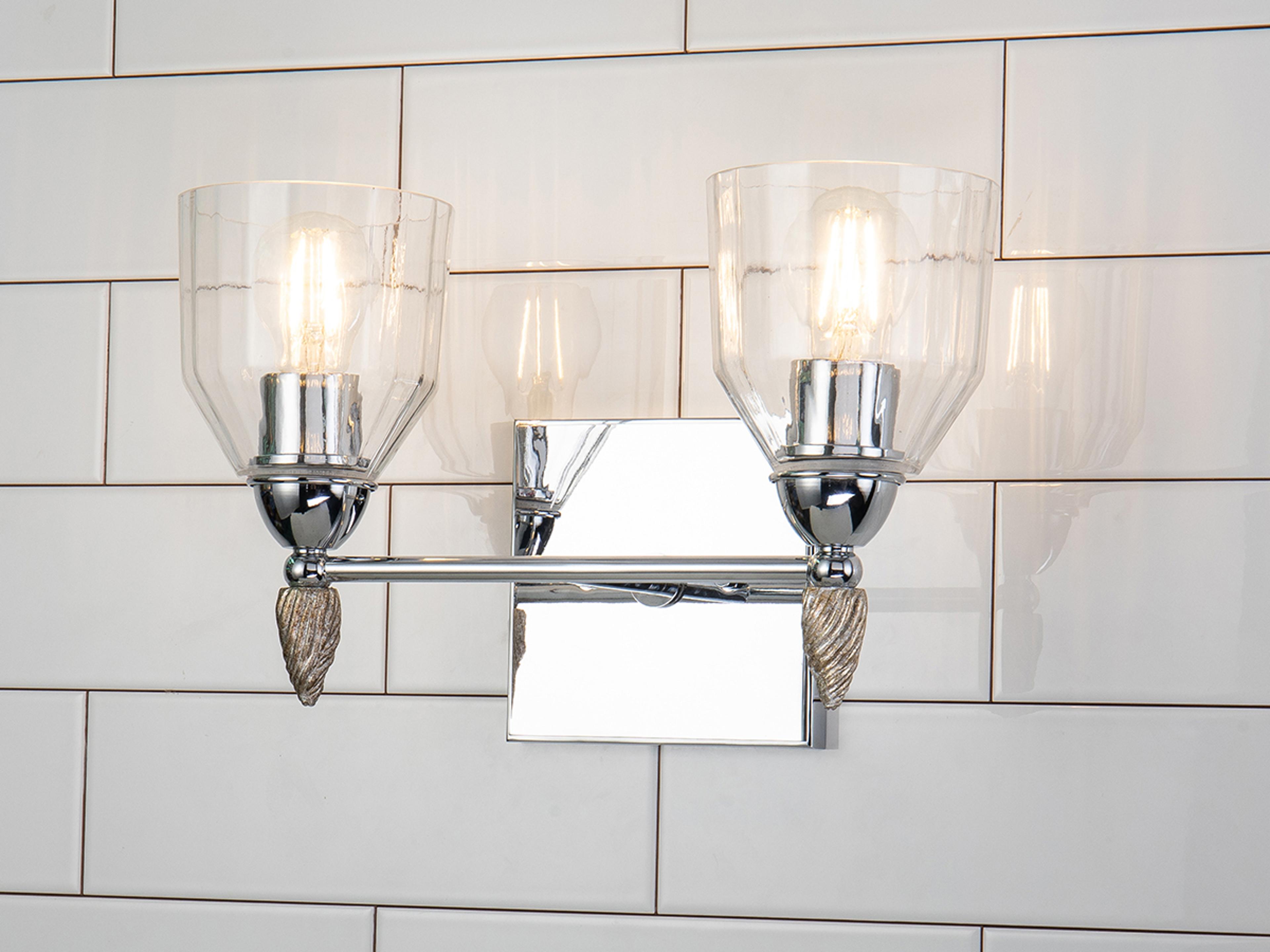 Lucas McKearn Felice 2-Light Polished Chrome Glass Vanity Light