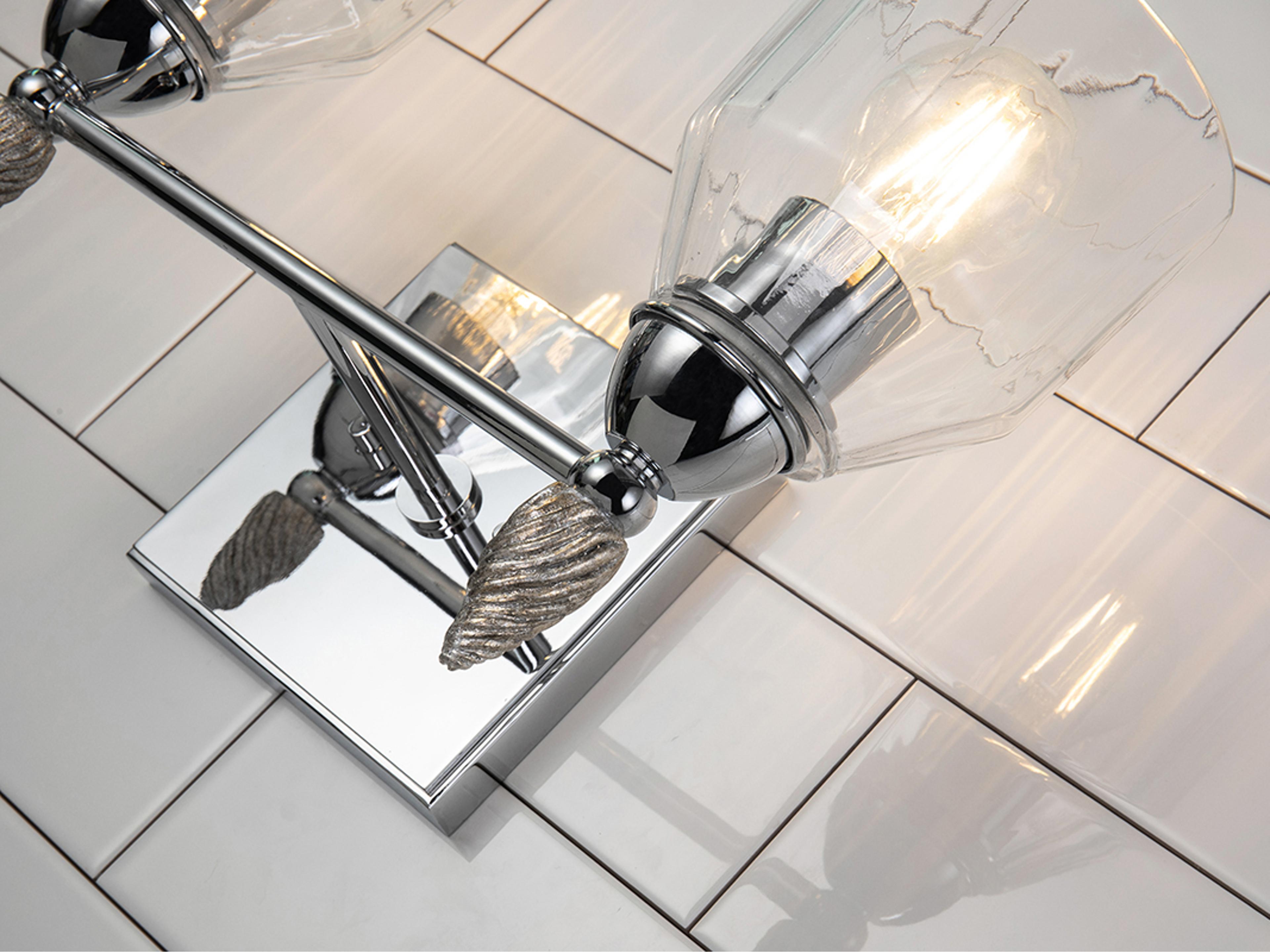 Lucas McKearn Felice 2-Light Polished Chrome Glass Vanity Light