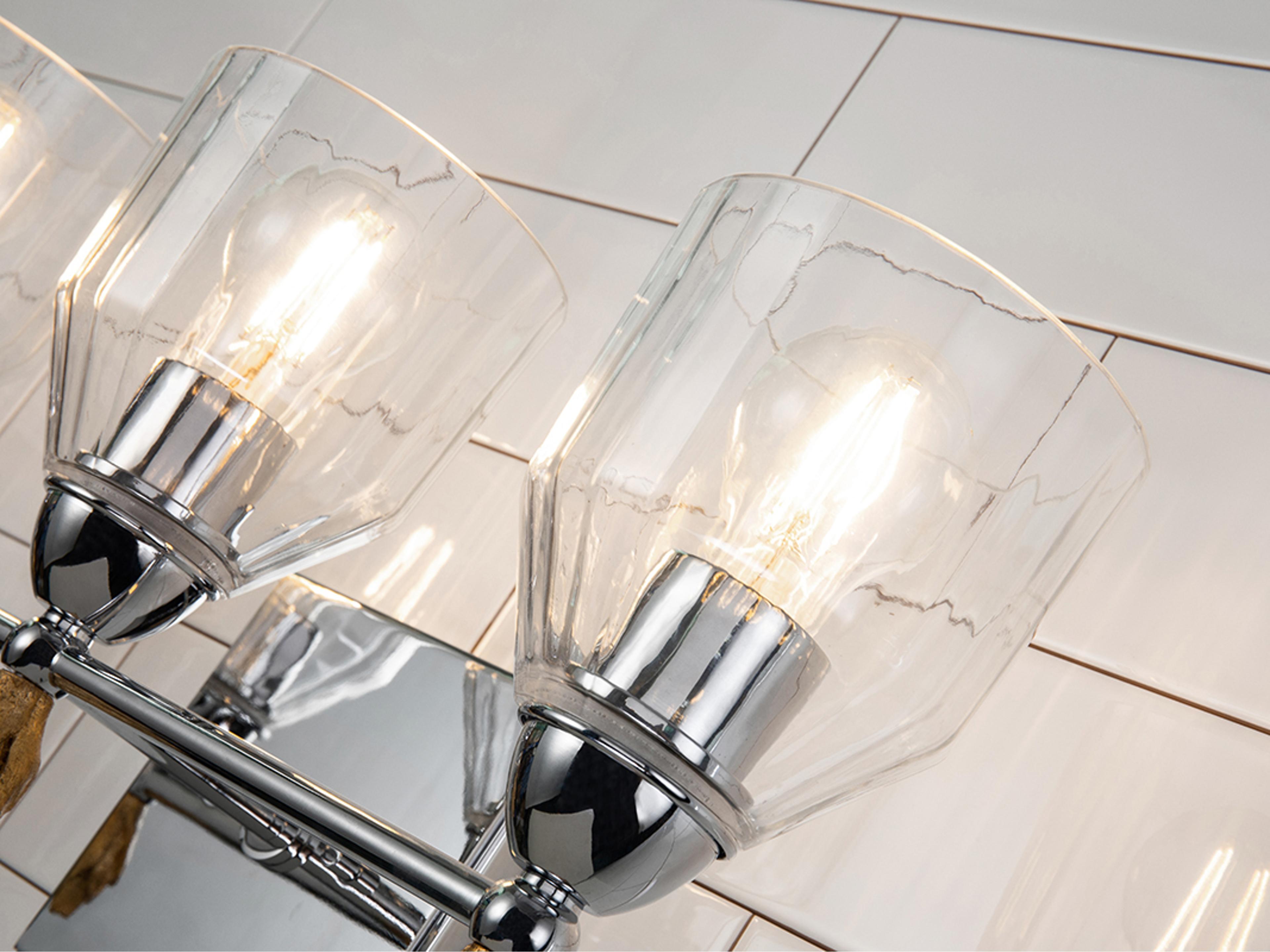 Lucas McKearn Felice 3-Light Polished Chrome Gold Glass Vanity Light