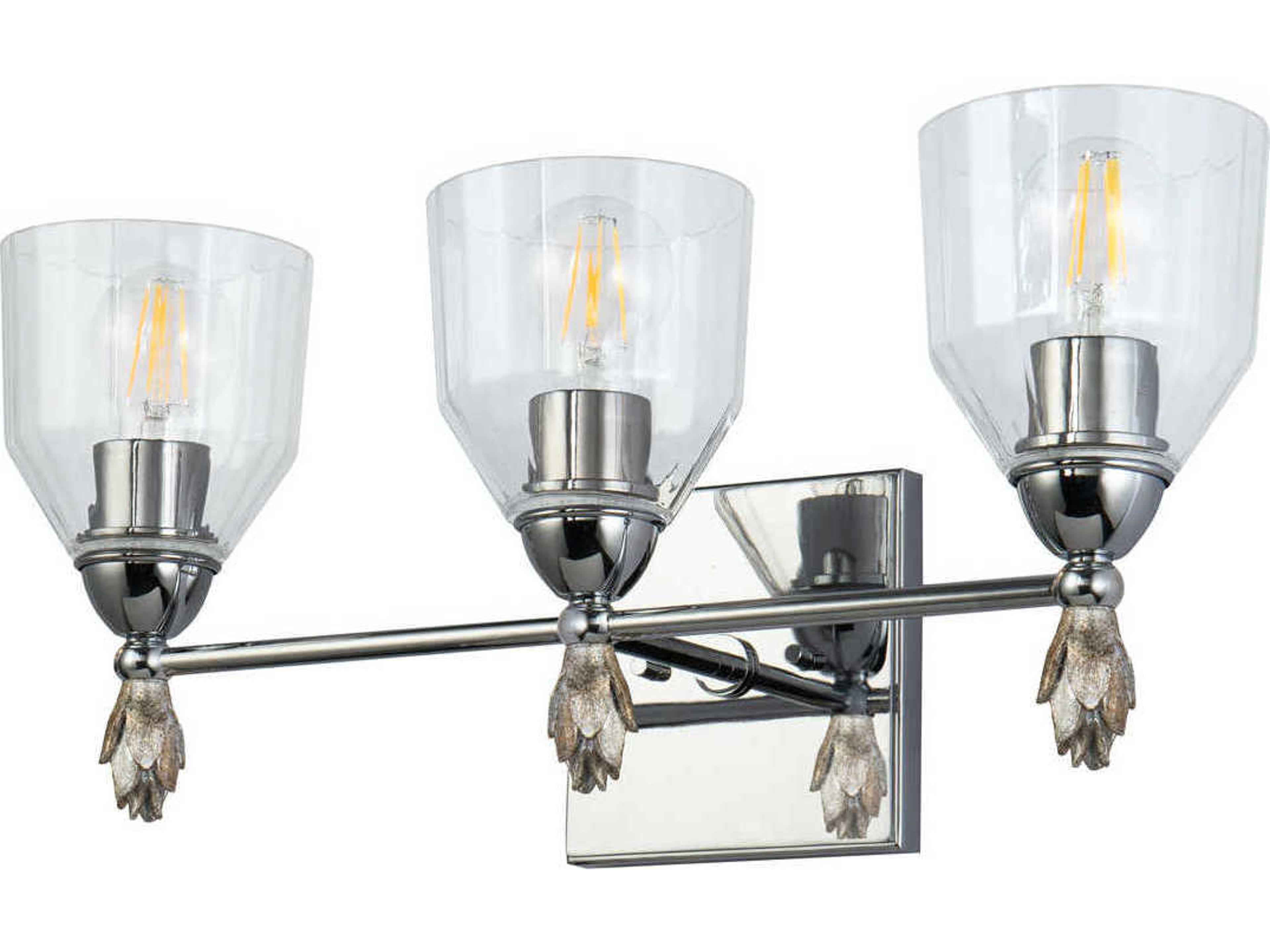 Lucas McKearn Felice 3-Light Polished Chrome Glass Vanity Light