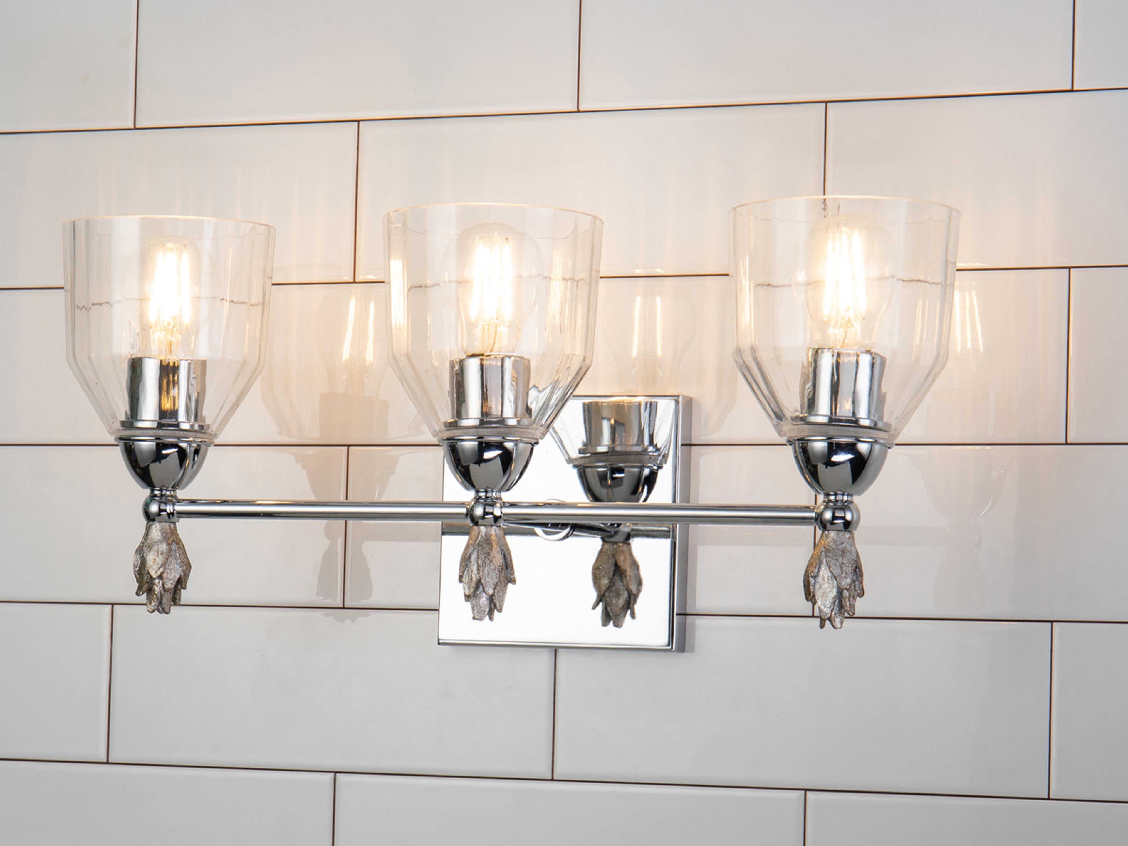 Lucas McKearn Felice 3-Light Polished Chrome Glass Vanity Light