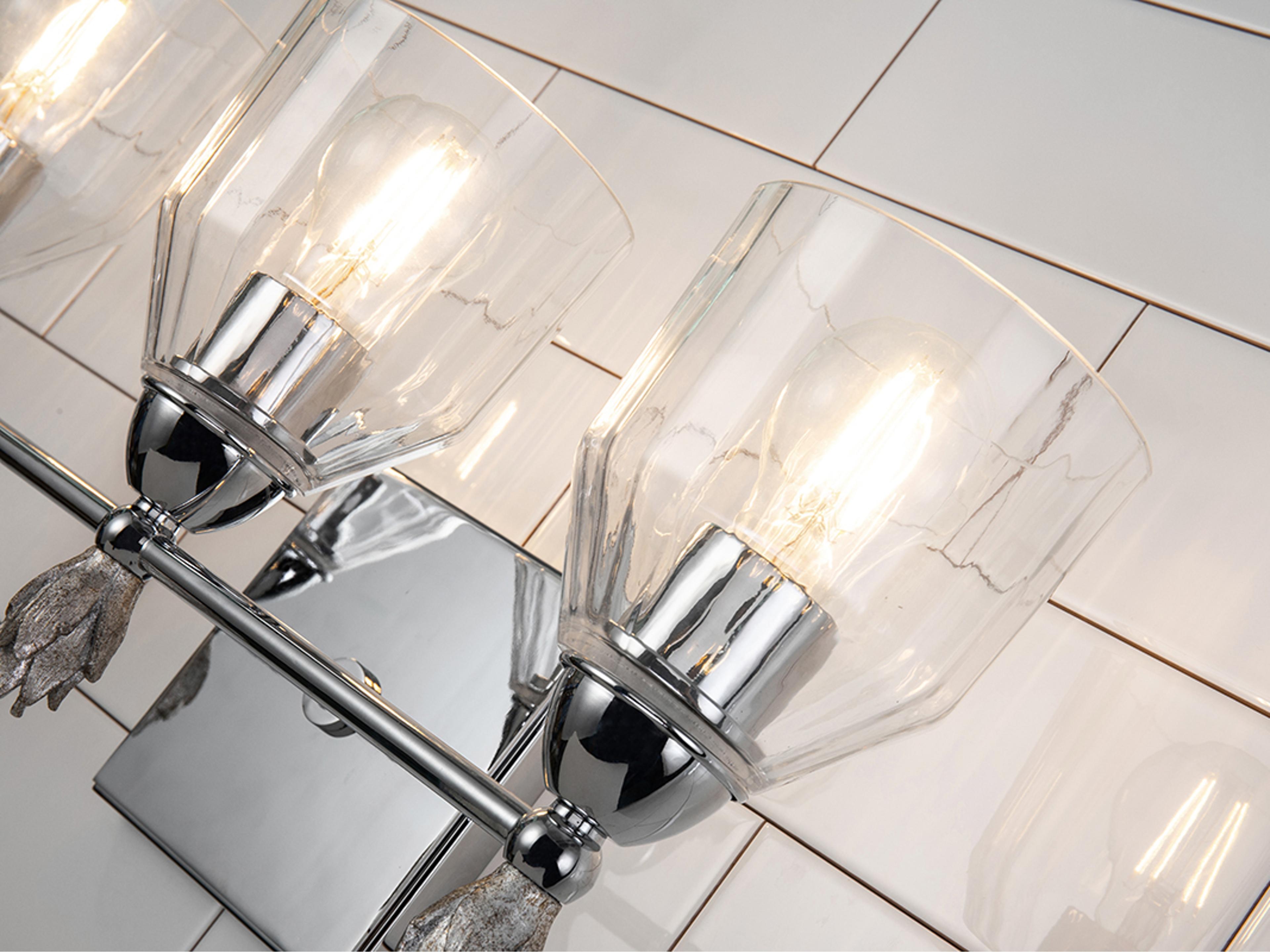 Lucas McKearn Felice 3-Light Polished Chrome Glass Vanity Light