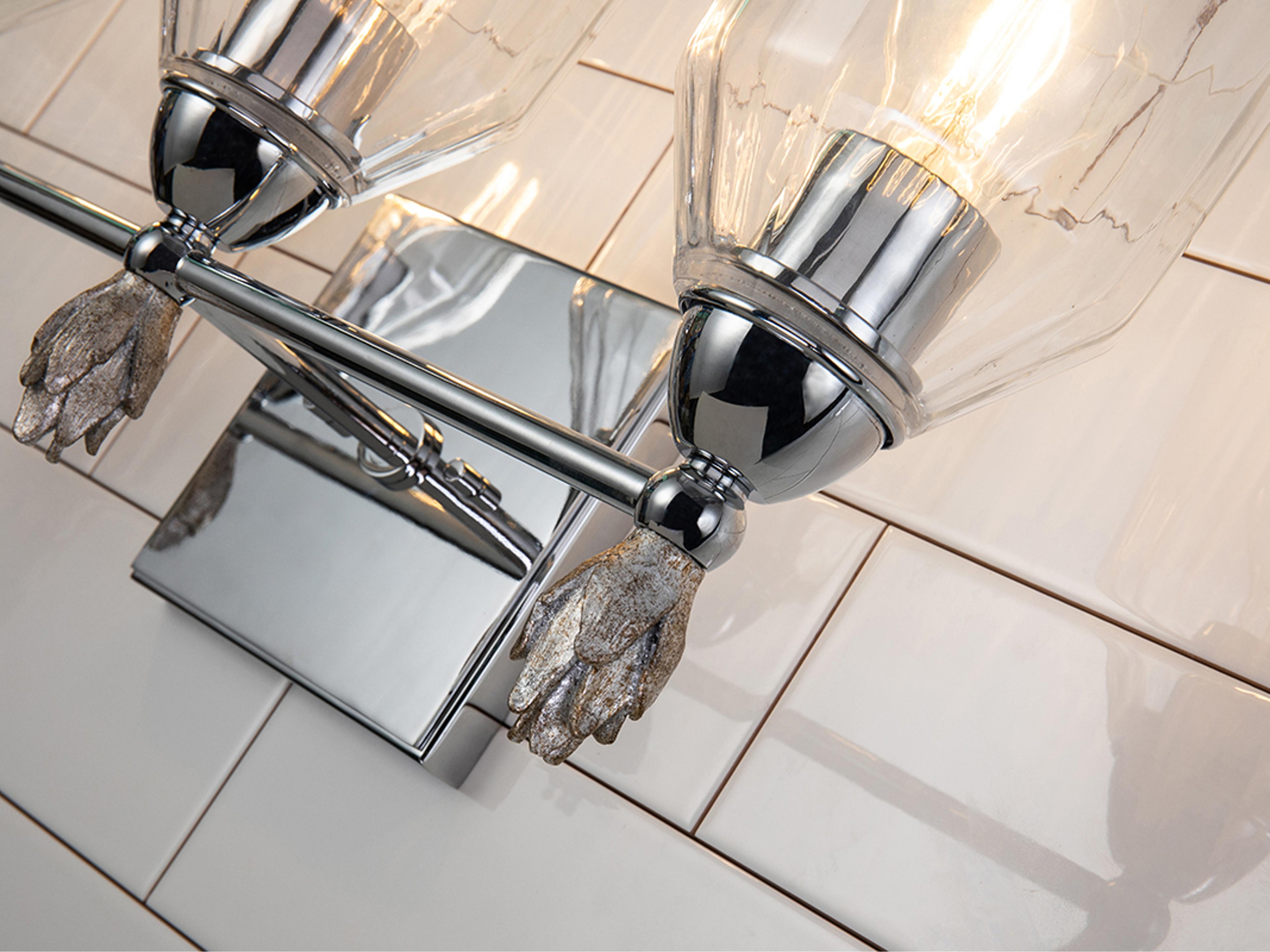 Lucas McKearn Felice 3-Light Polished Chrome Glass Vanity Light