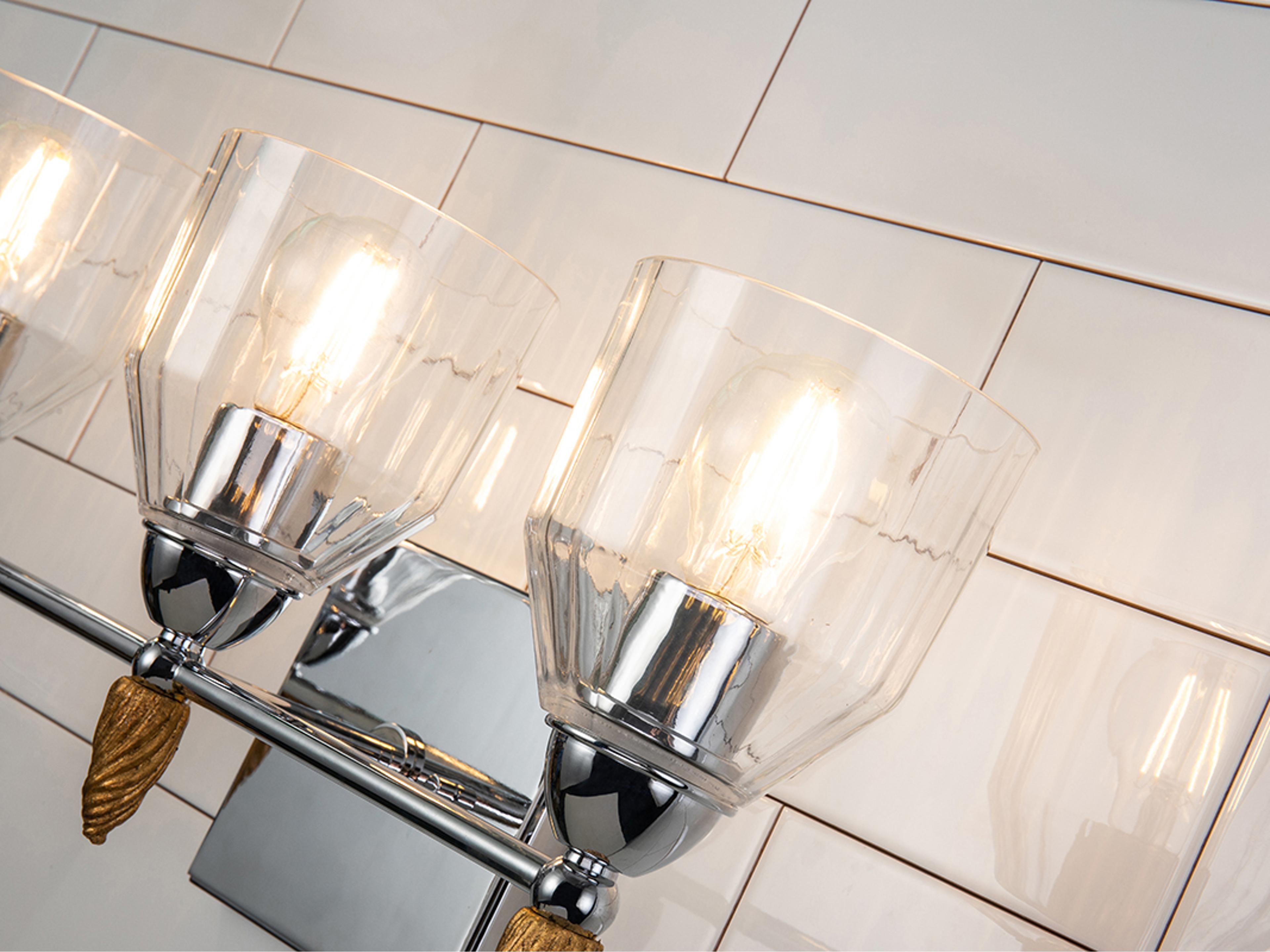 Lucas McKearn Felice 3-Light Polished Chrome Gold Glass Vanity Light