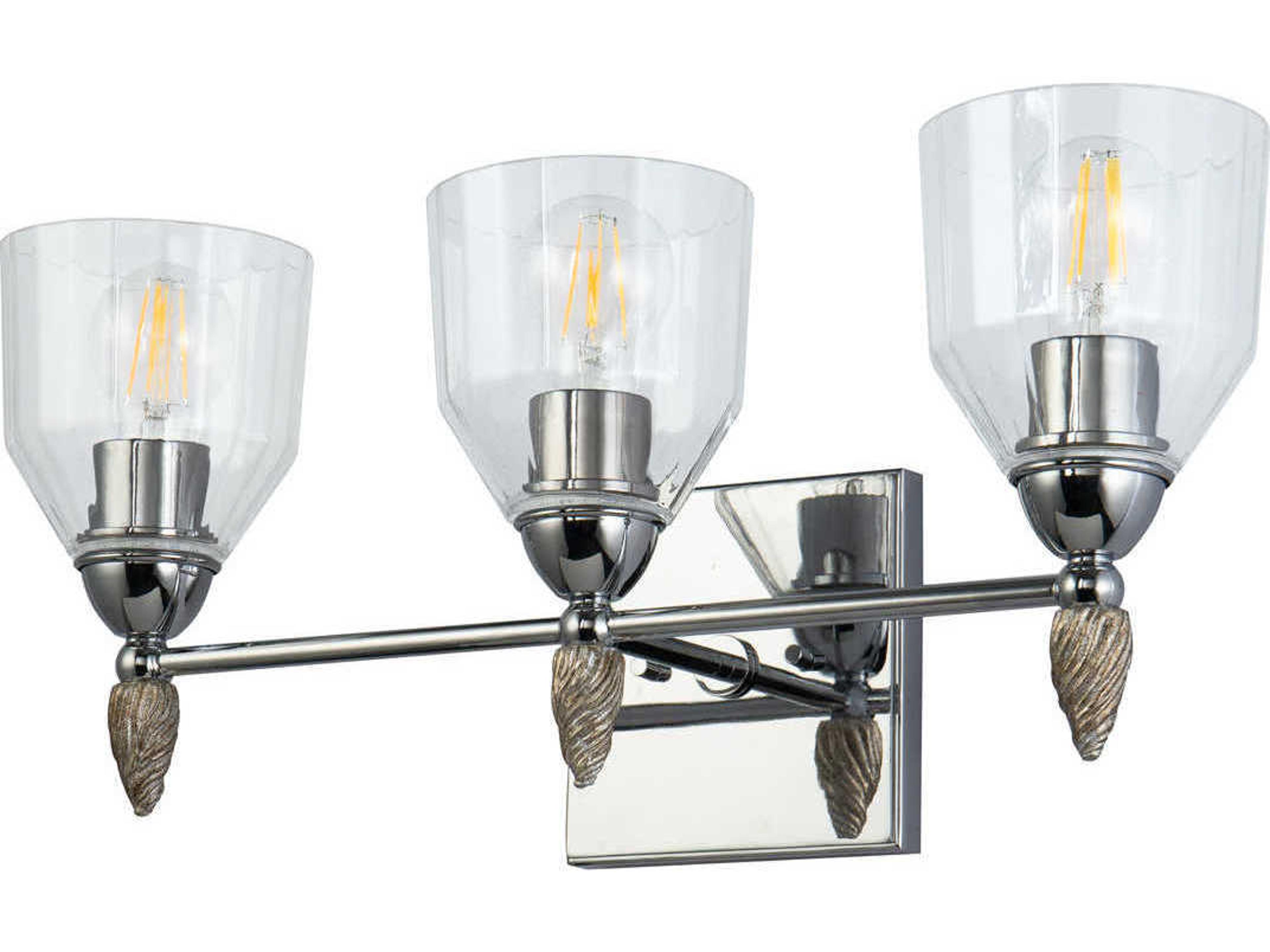 Lucas McKearn Felice 3-Light Polished Chrome Glass Vanity Light