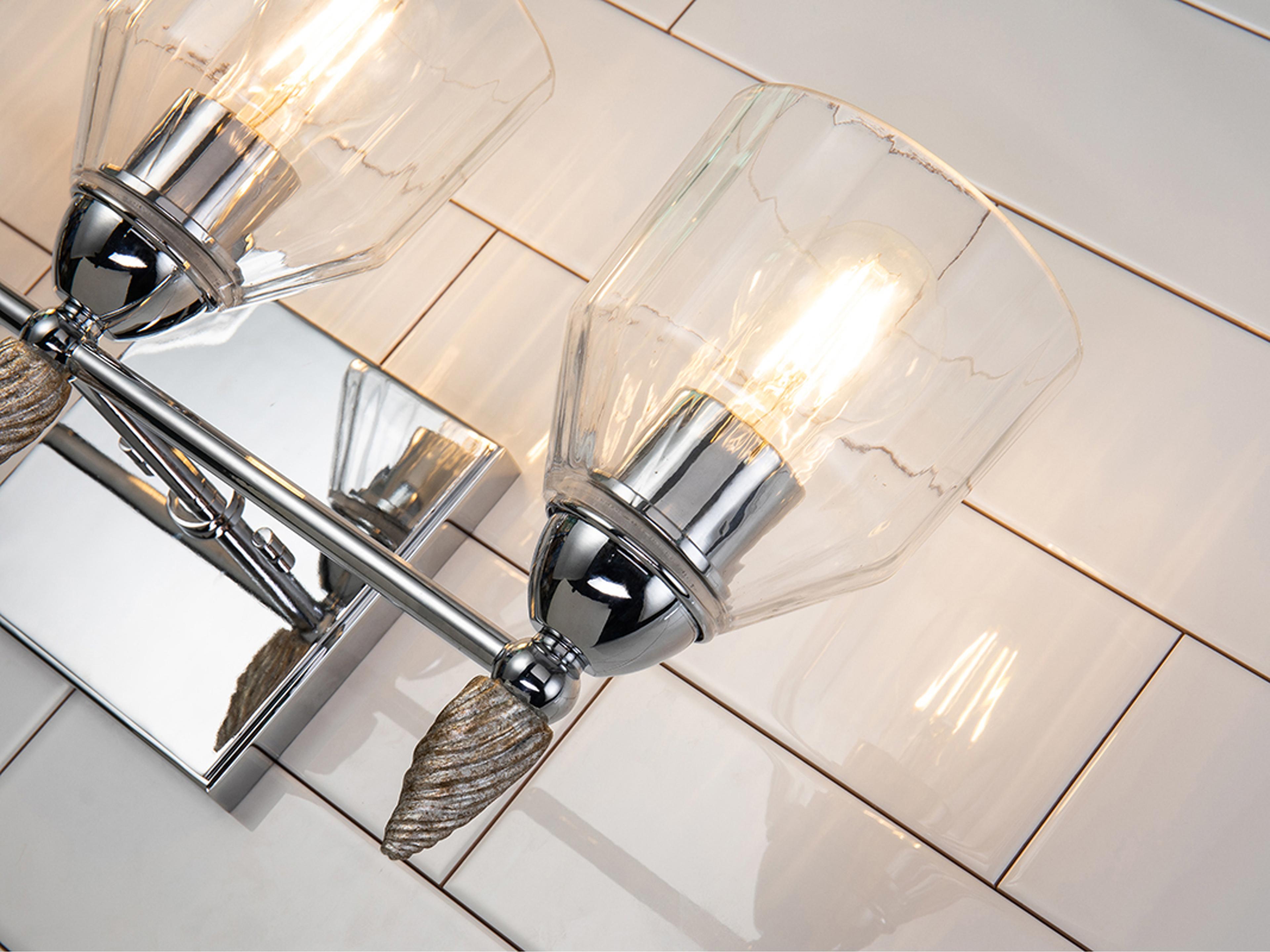 Lucas McKearn Felice 3-Light Polished Chrome Glass Vanity Light