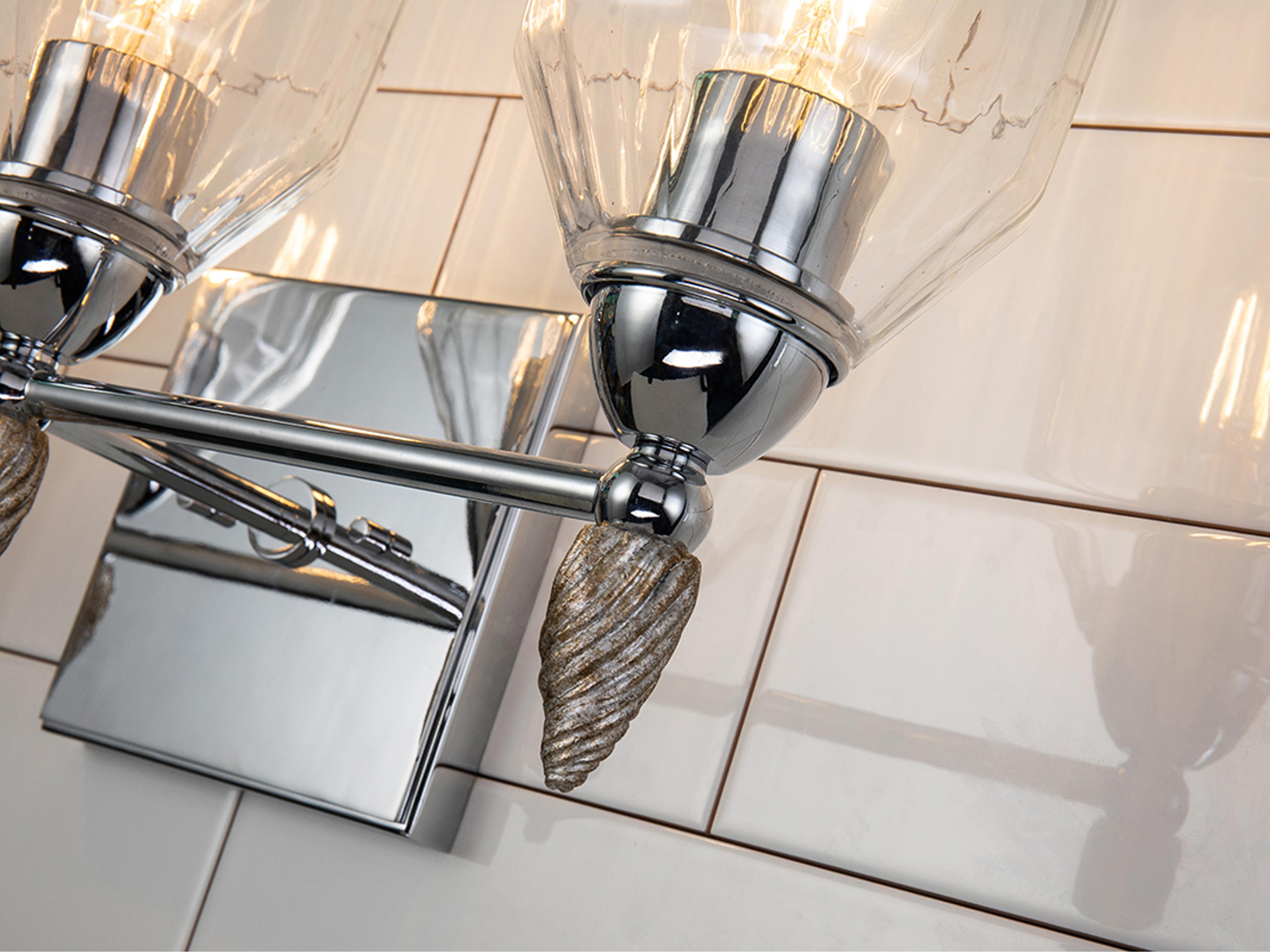 Lucas McKearn Felice 3-Light Polished Chrome Glass Vanity Light