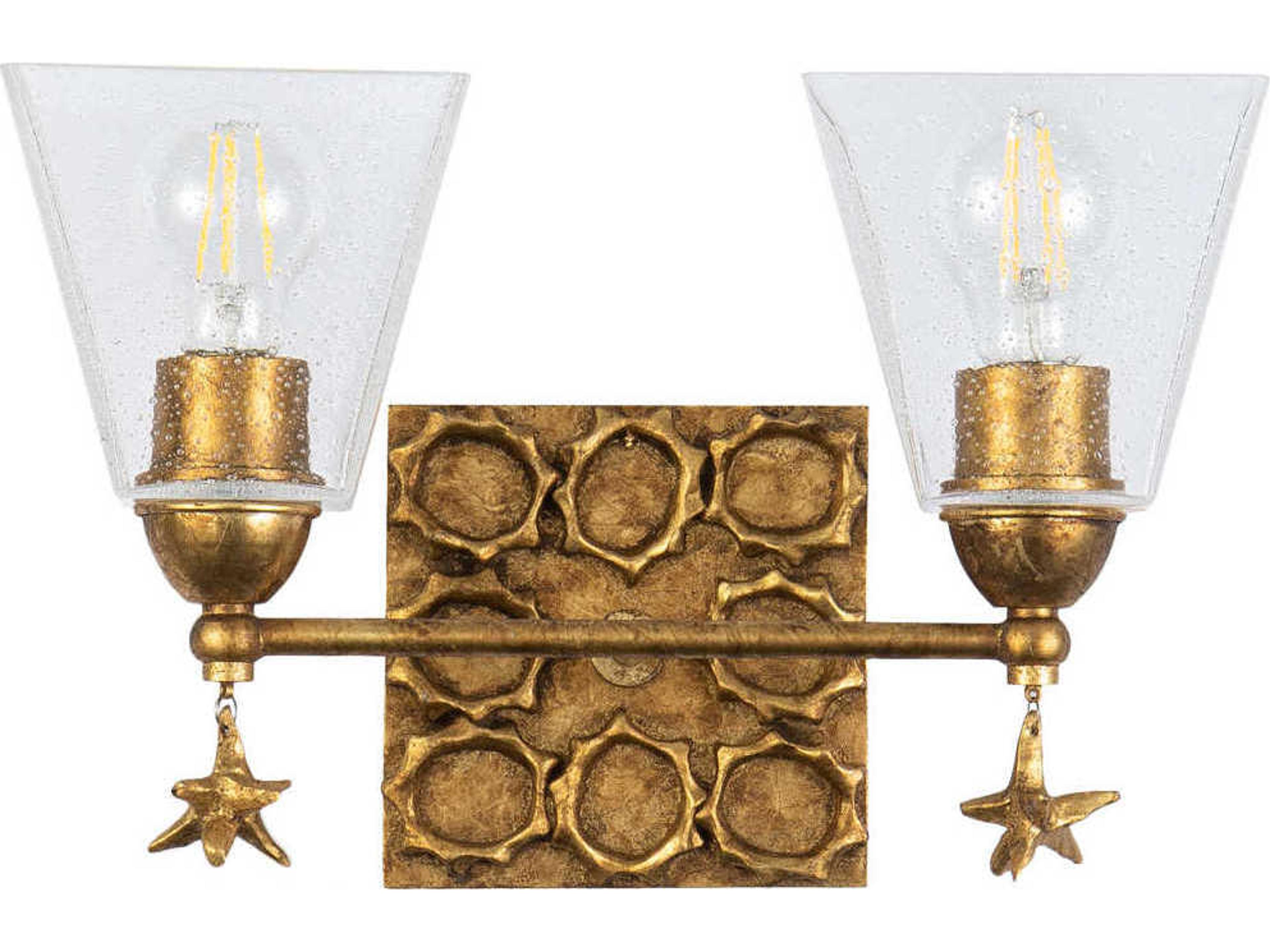 Lucas McKearn Star 2-Light Gold Leaf Glass Vanity Light