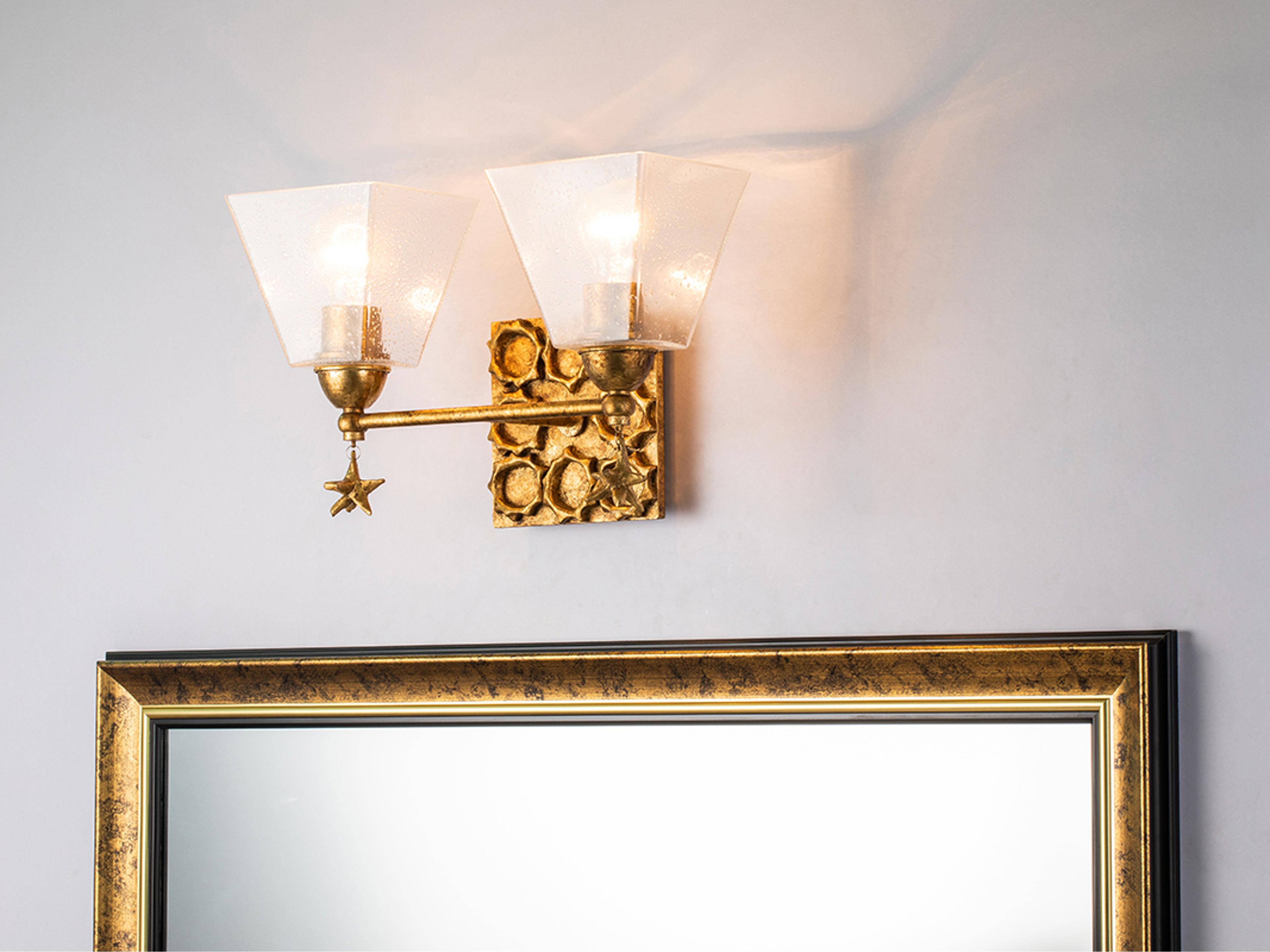 Lucas McKearn Star 2-Light Gold Leaf Glass Vanity Light