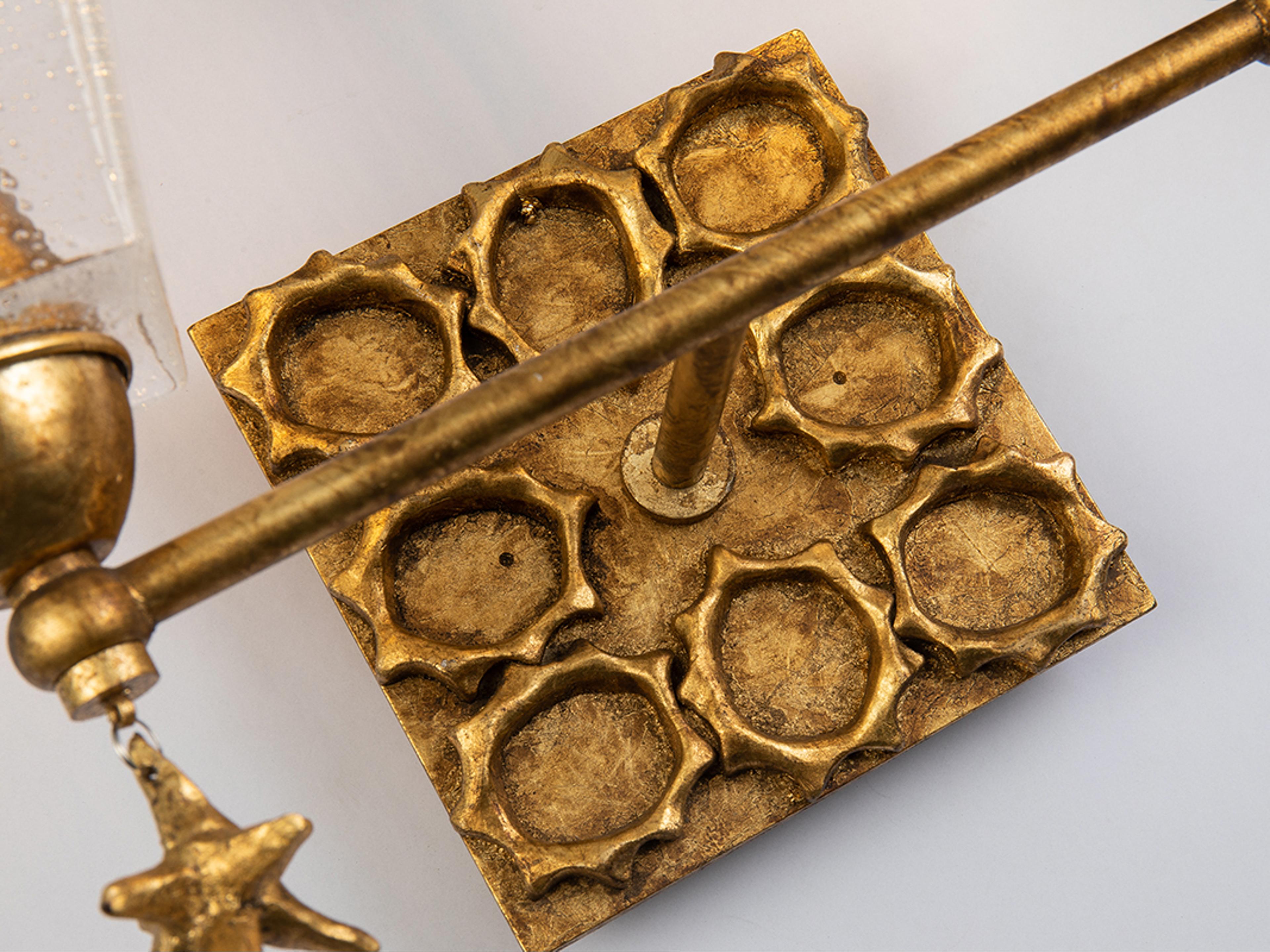 Lucas McKearn Star 2-Light Gold Leaf Glass Vanity Light