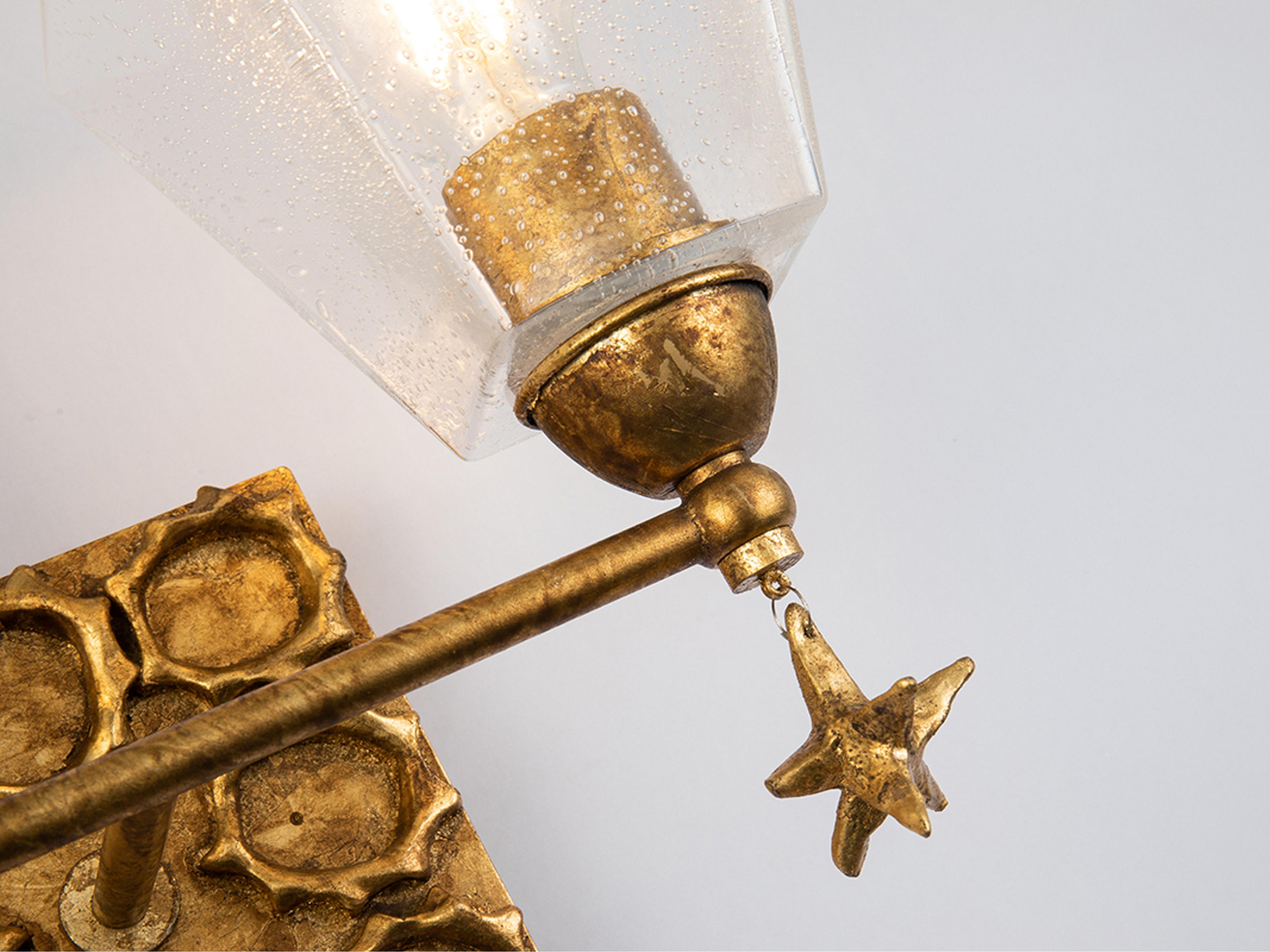 Lucas McKearn Star 2-Light Gold Leaf Glass Vanity Light