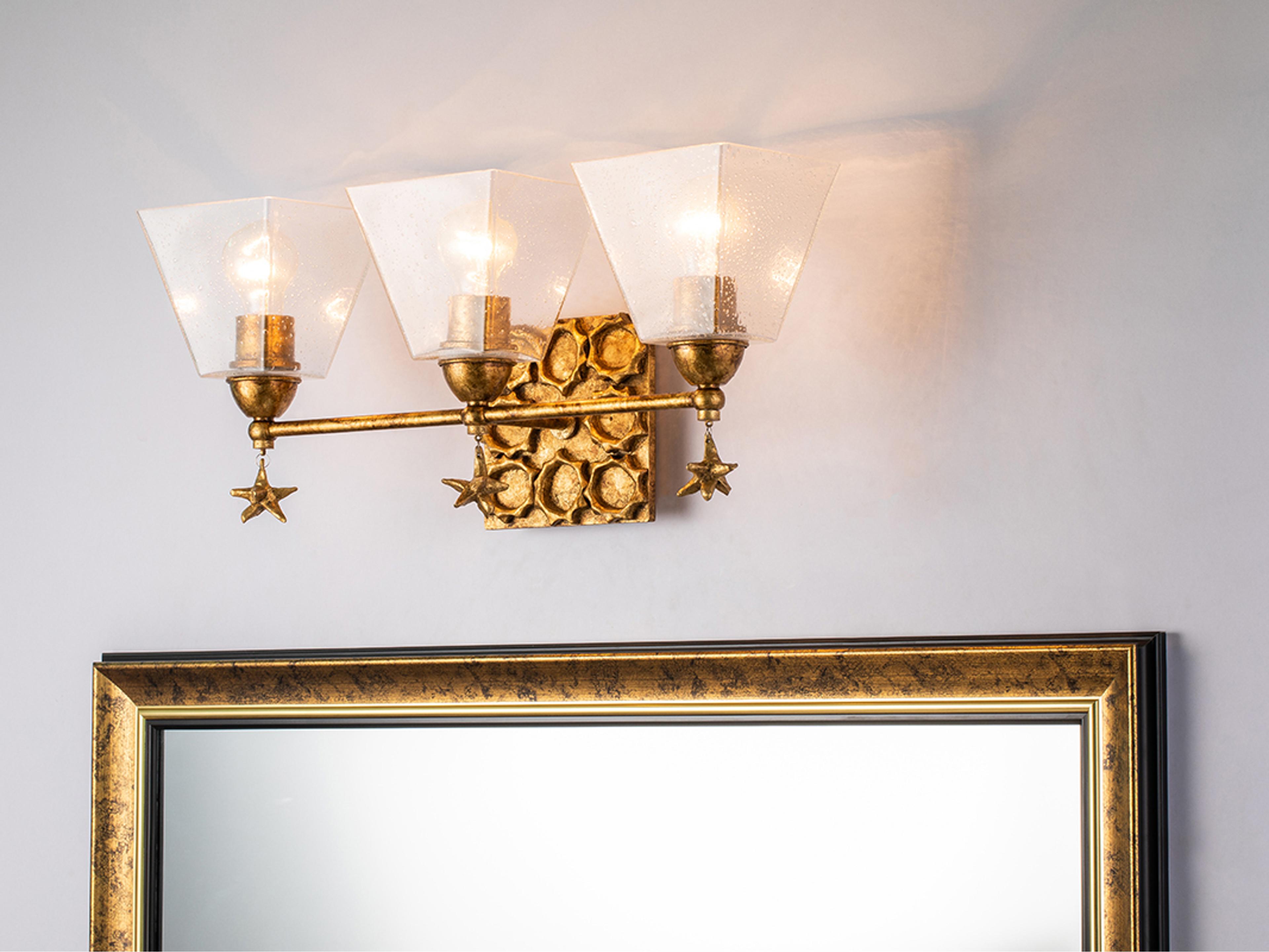 Lucas McKearn Star 3-Light Gold Leaf Glass Vanity Light