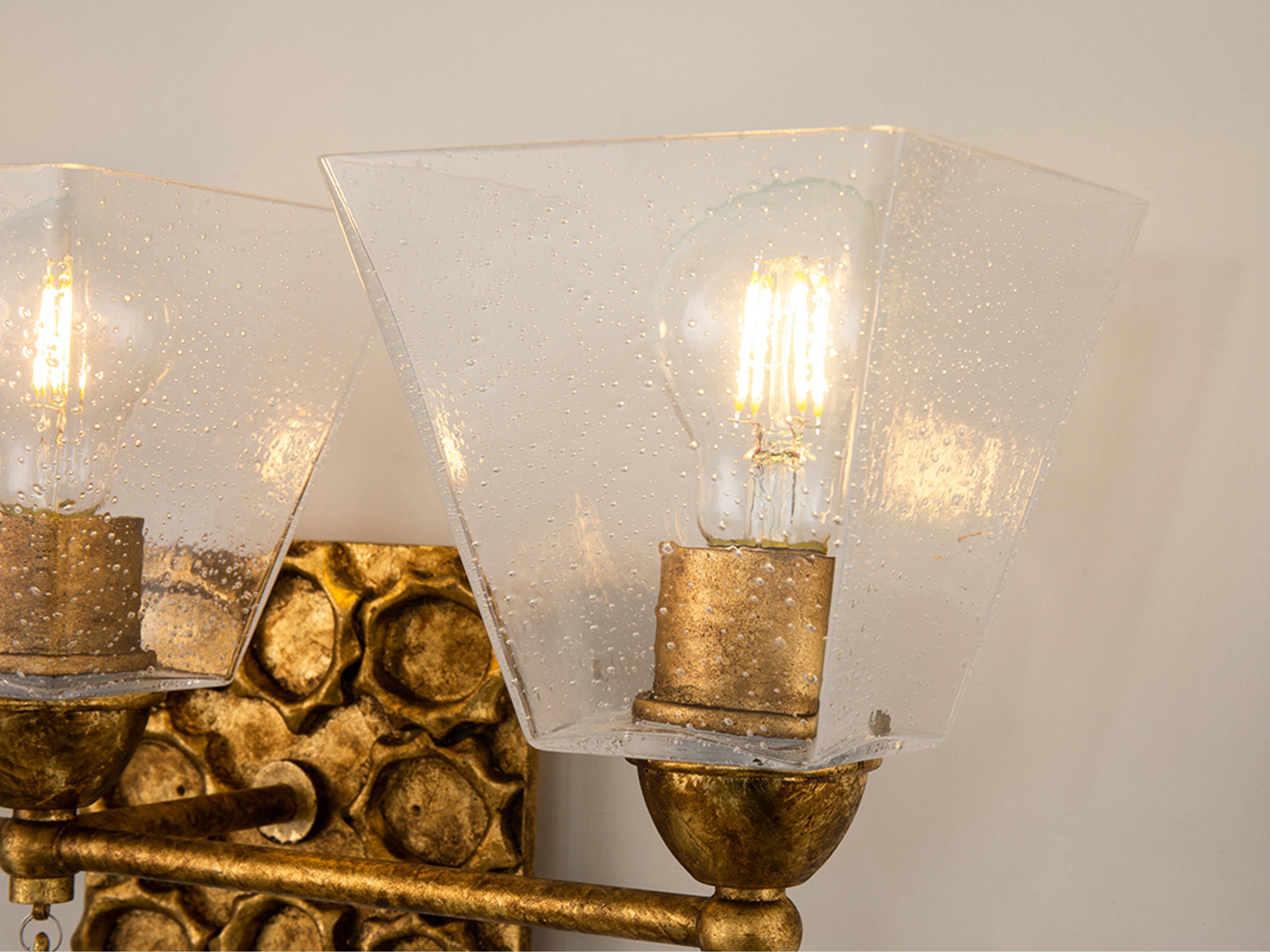 Lucas McKearn Star 3-Light Gold Leaf Glass Vanity Light