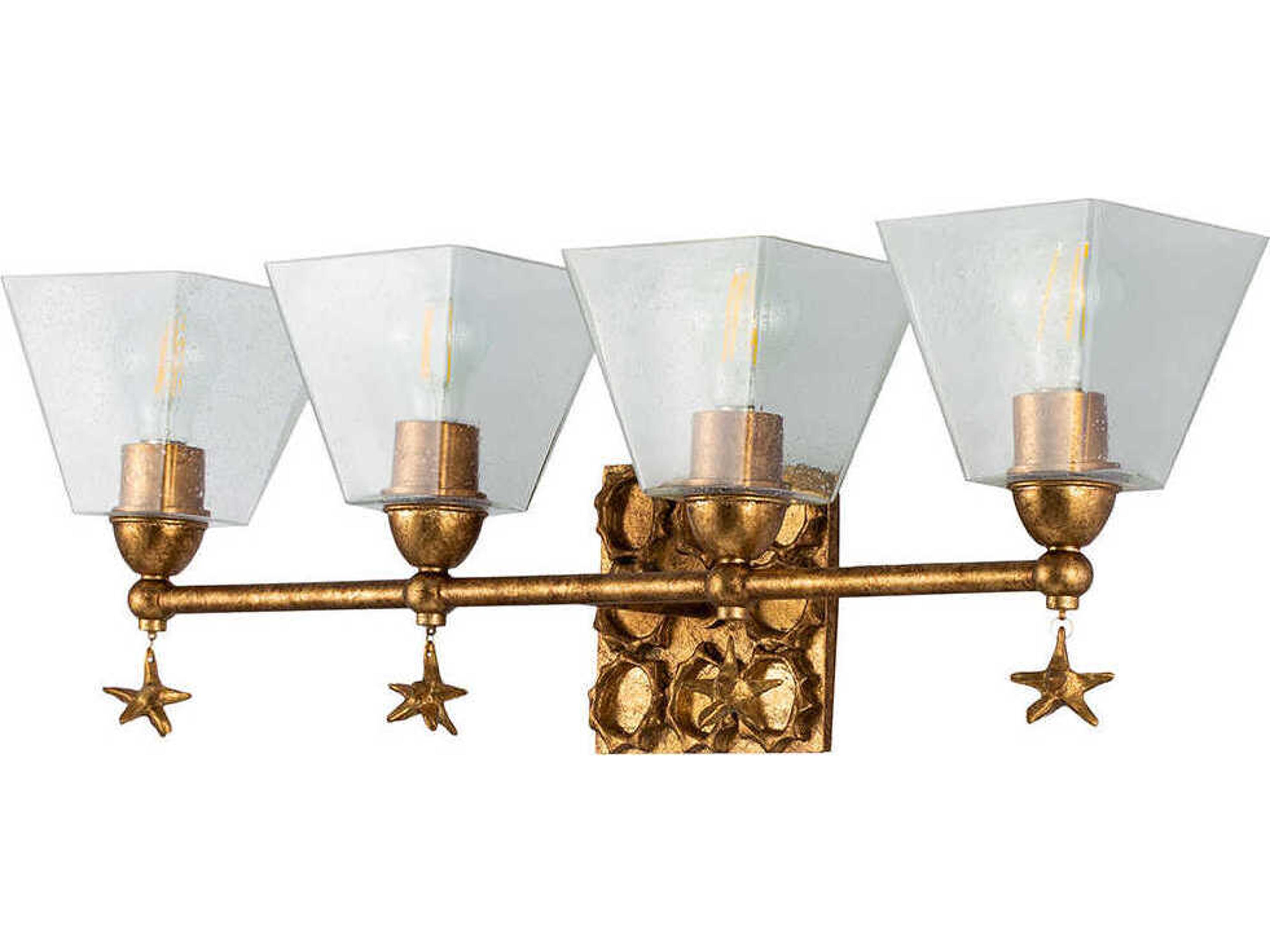 Lucas McKearn Star 4-Light Gold Glass Vanity Light