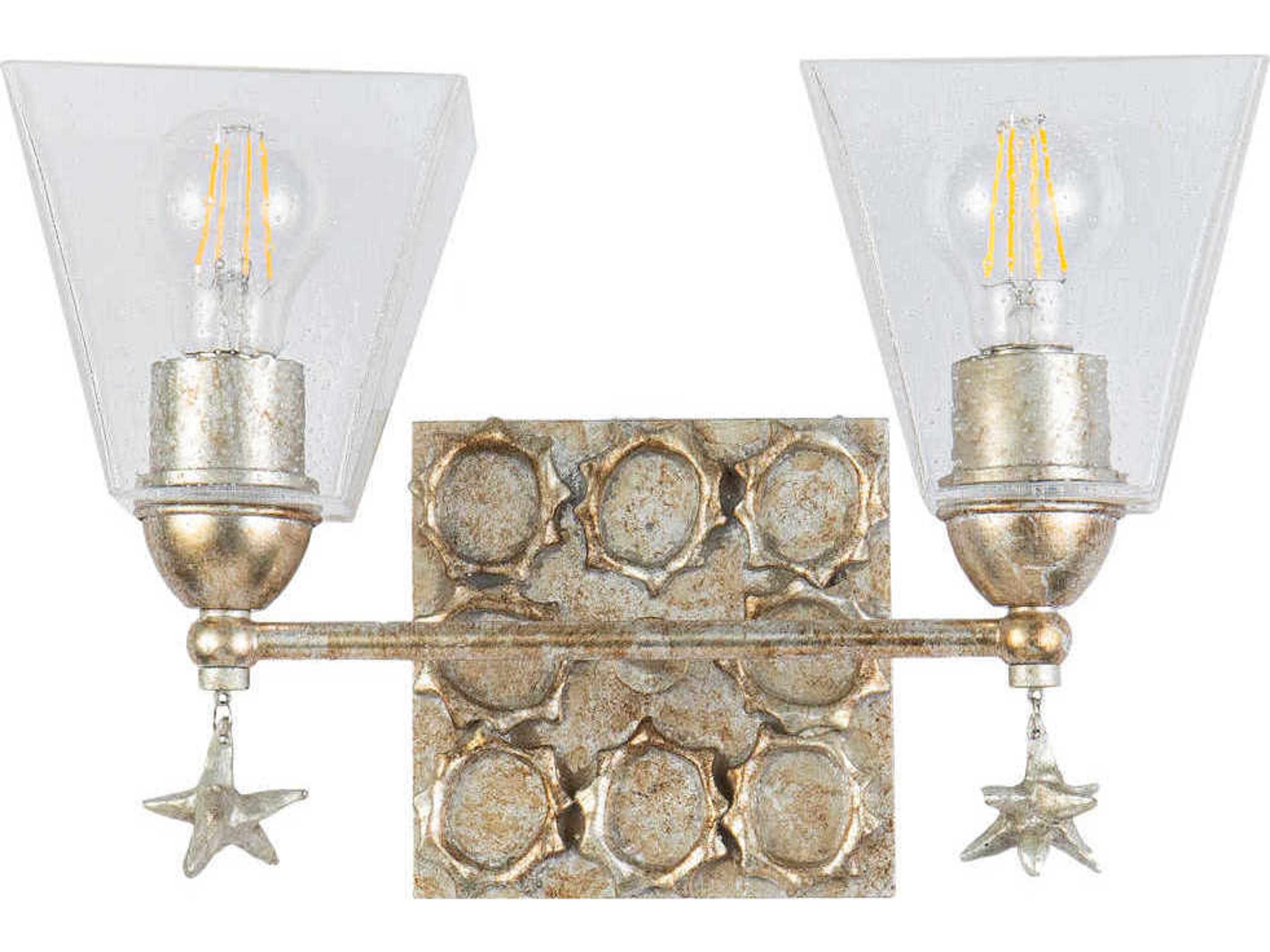 Lucas McKearn Star 2-Light Silver Leaf Glass Vanity Light