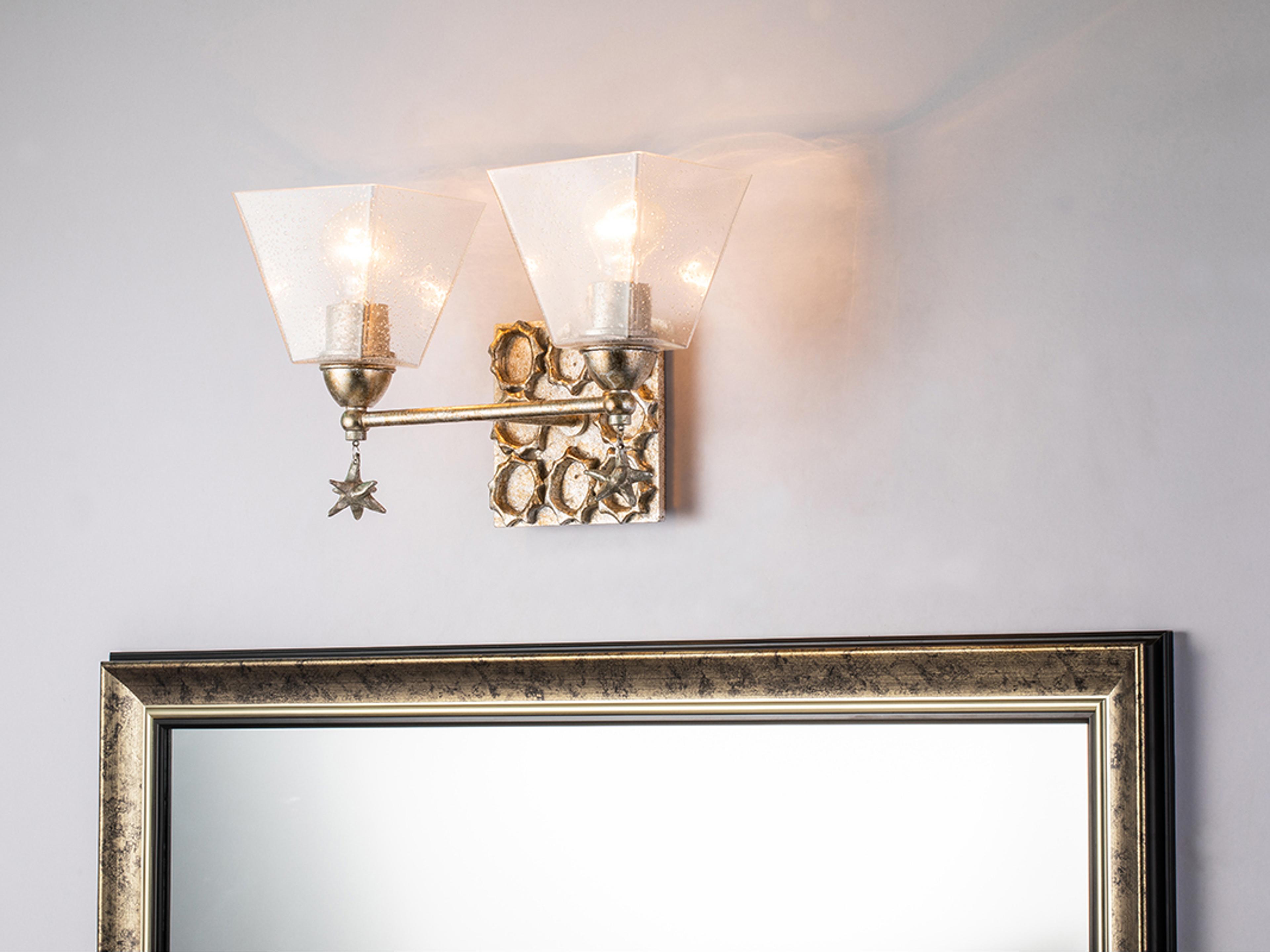 Lucas McKearn Star 2-Light Silver Leaf Glass Vanity Light