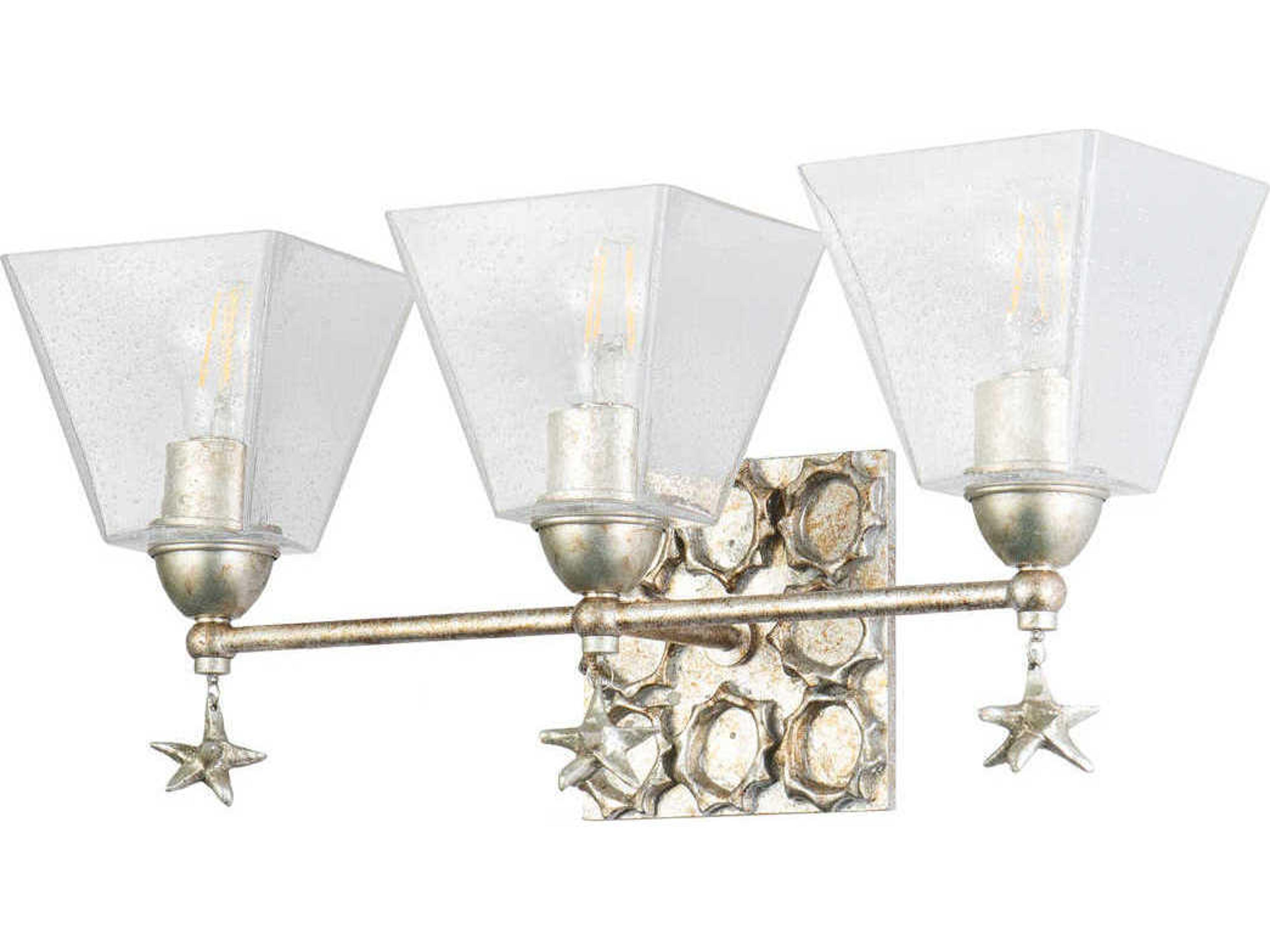 Lucas McKearn Star 3-Light Silver Leaf Glass Vanity Light