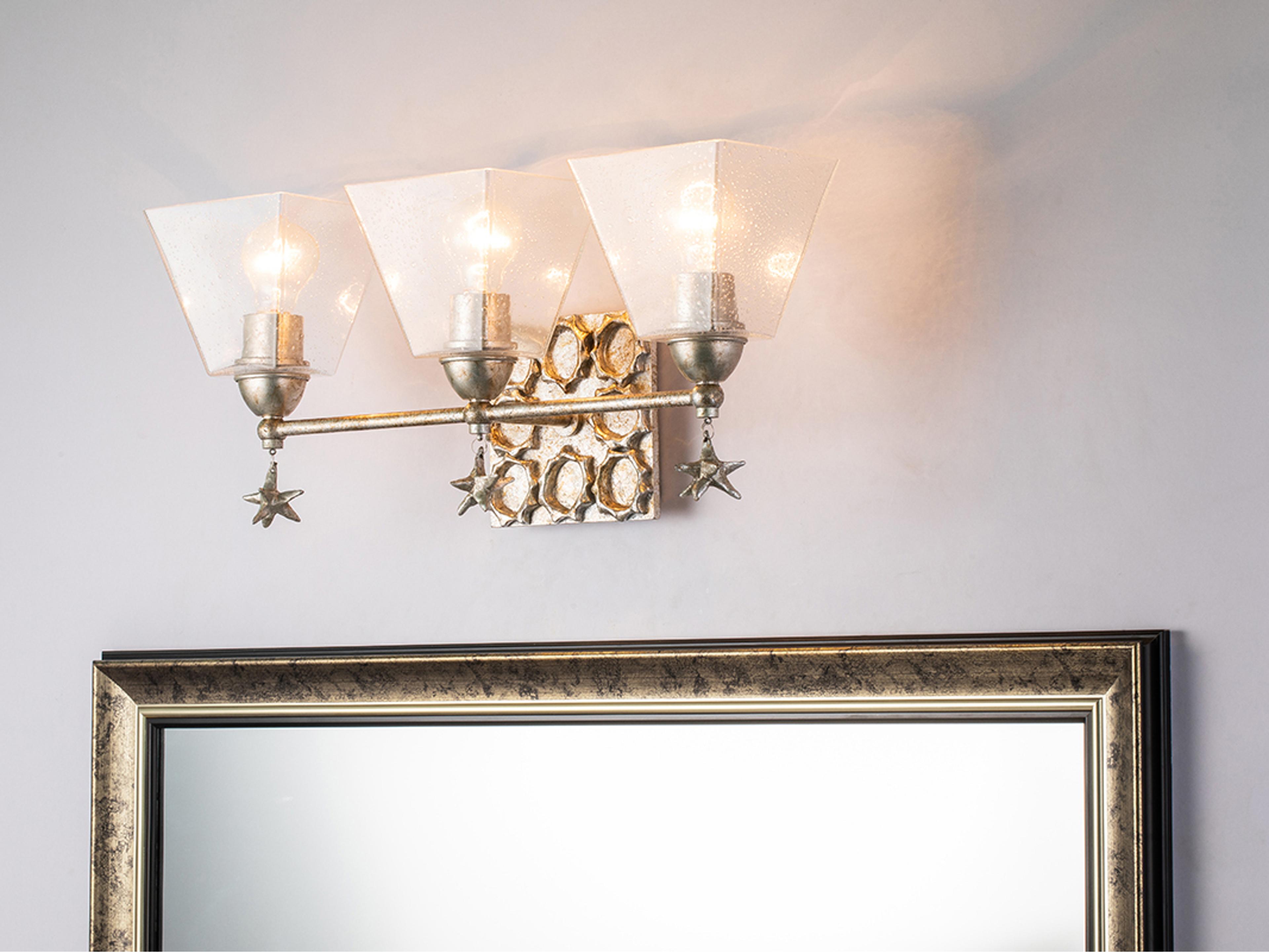 Lucas McKearn Star 3-Light Silver Leaf Glass Vanity Light