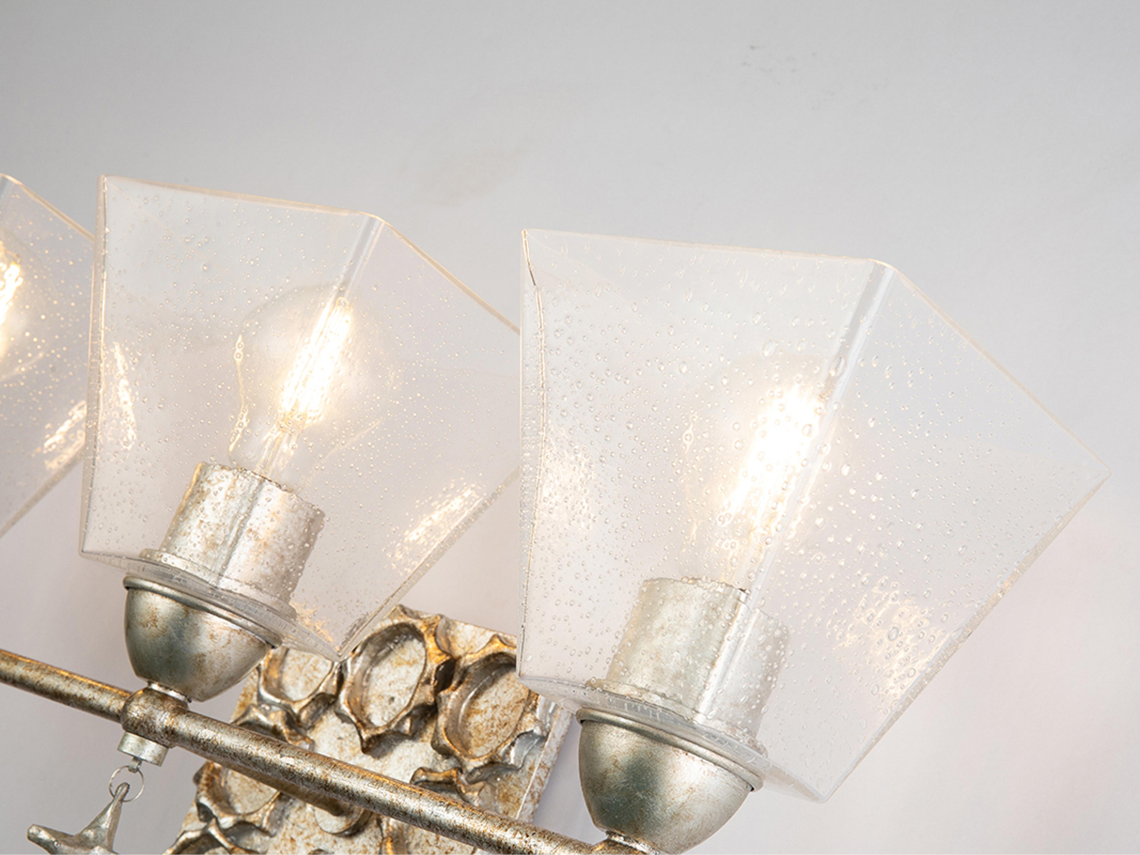 Lucas McKearn Star 3-Light Silver Leaf Glass Vanity Light