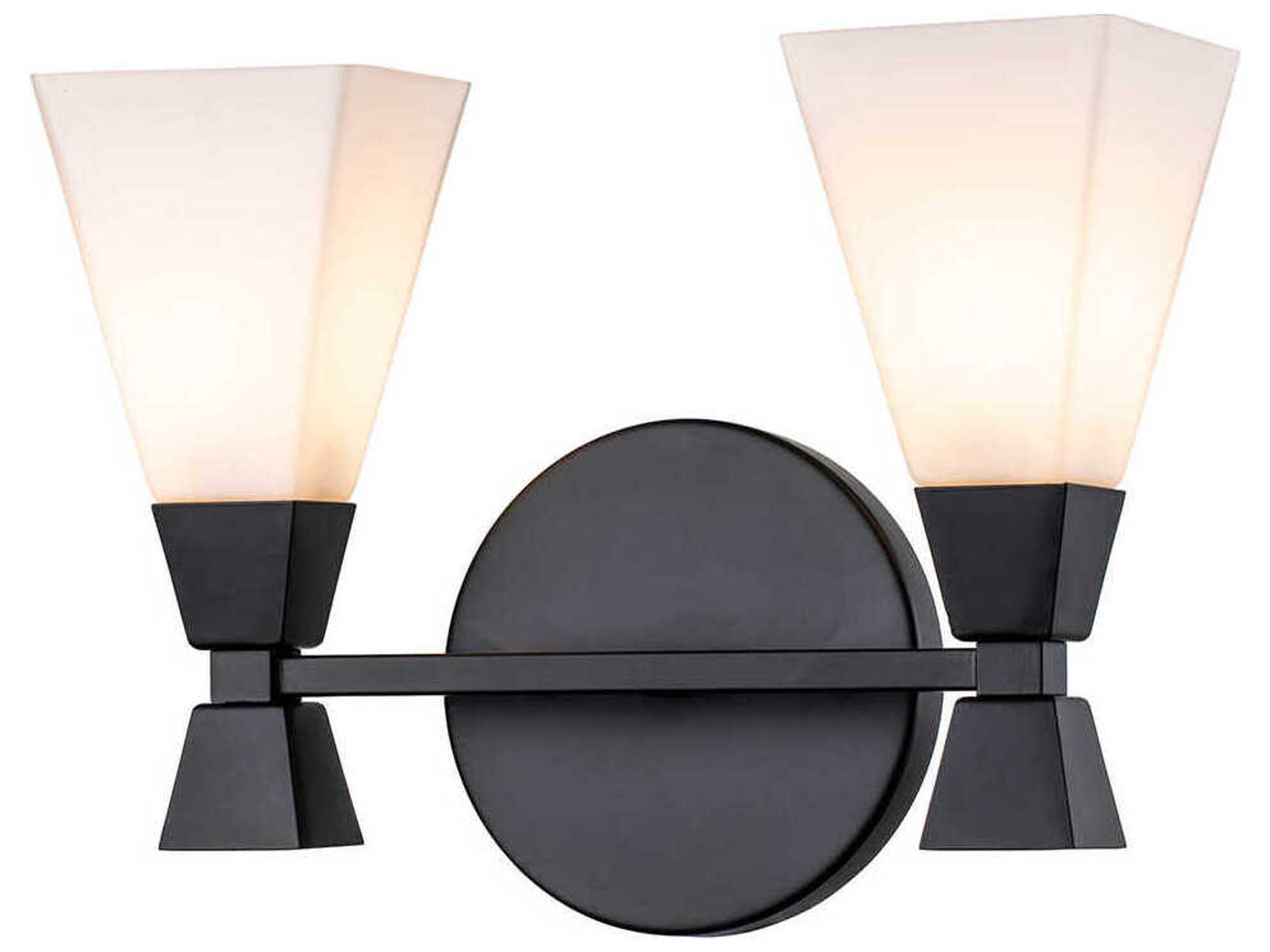 Bowtie 2-Light Matte Black Glass Vanity Light