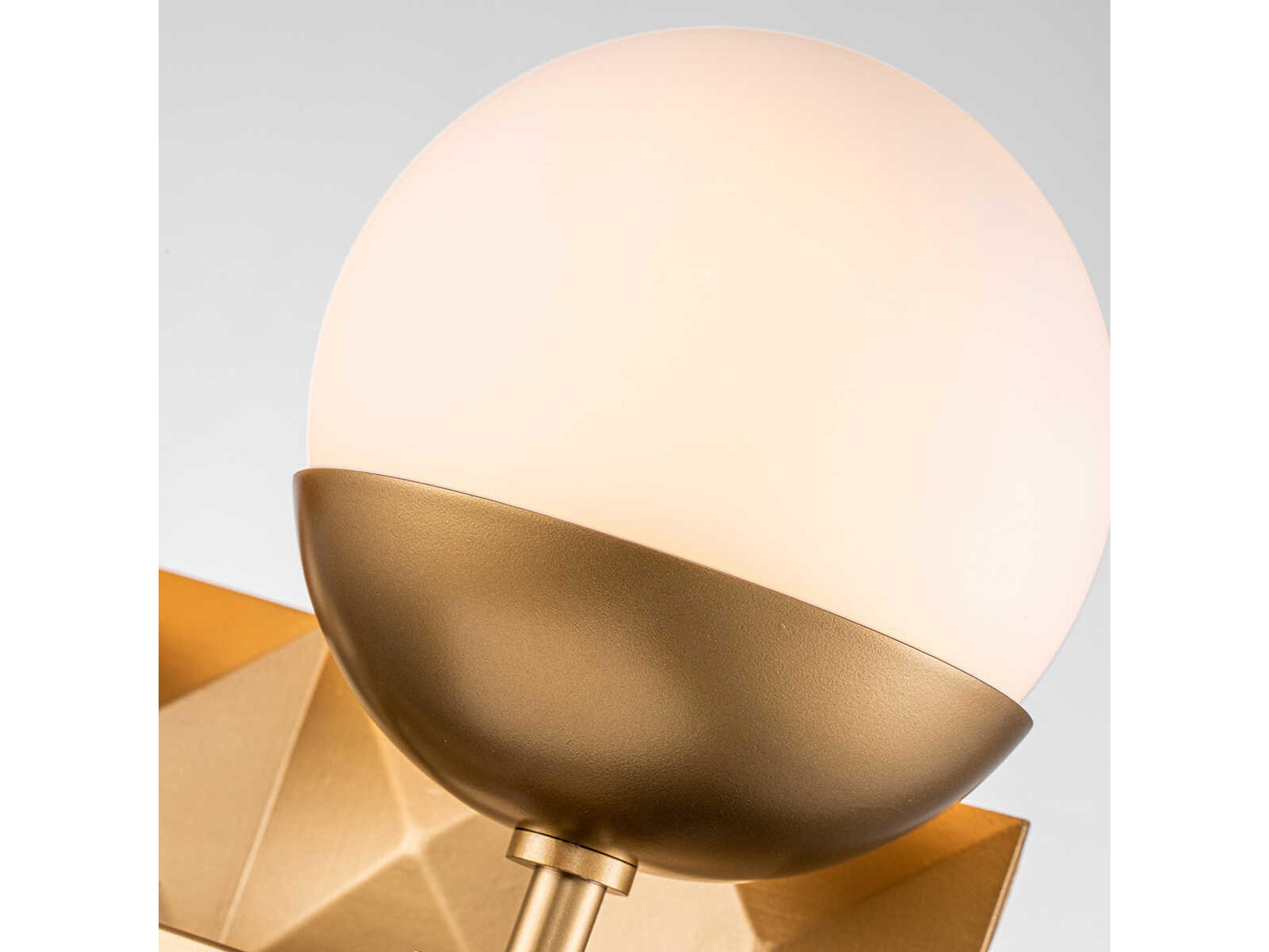 Lucas McKearn Deco 2-Light Laquered Gold Glass Vanity Light