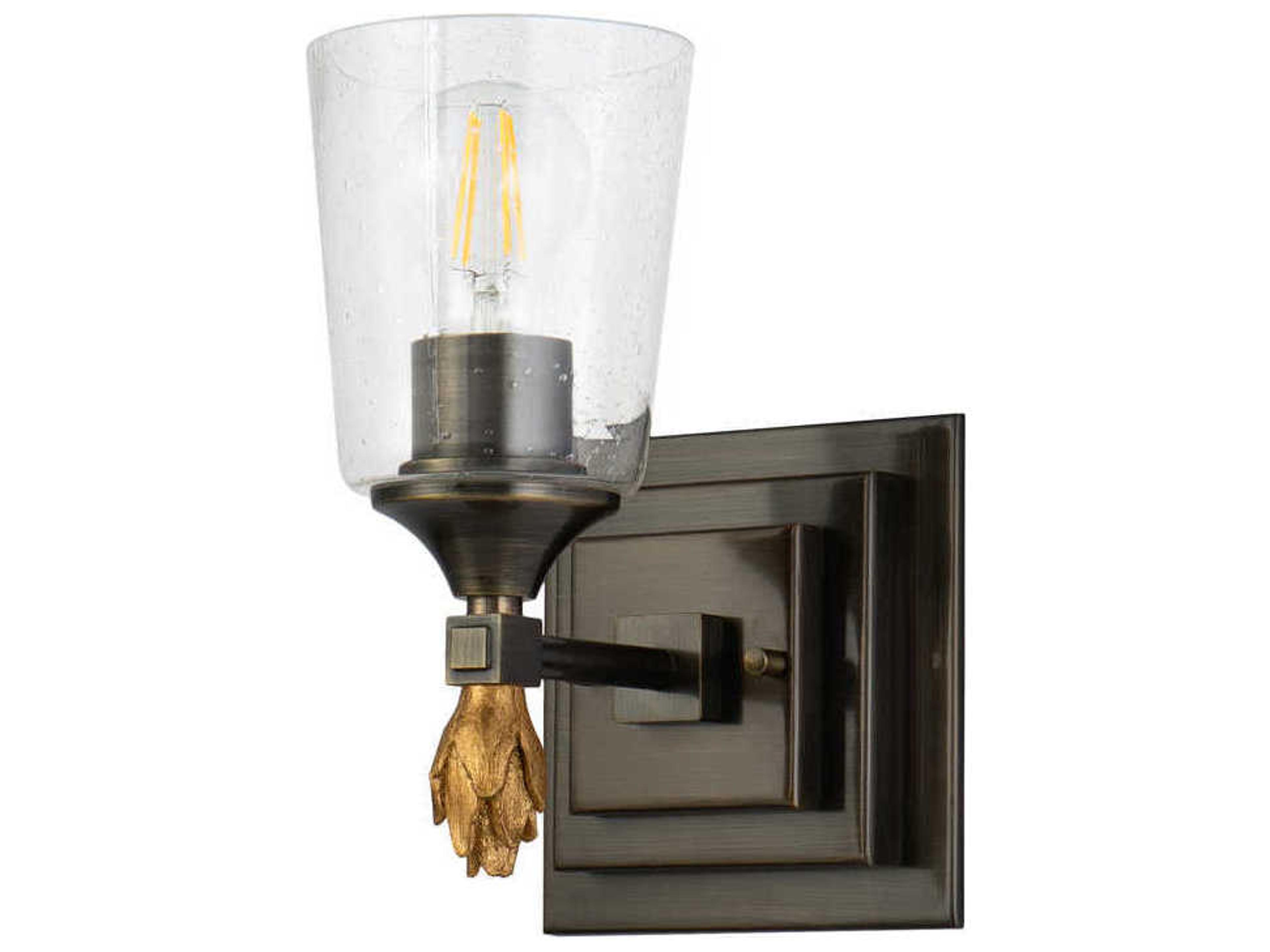 Lucas McKearn Vetiver 1-Light Dark Bronze Glass Wall Sconce