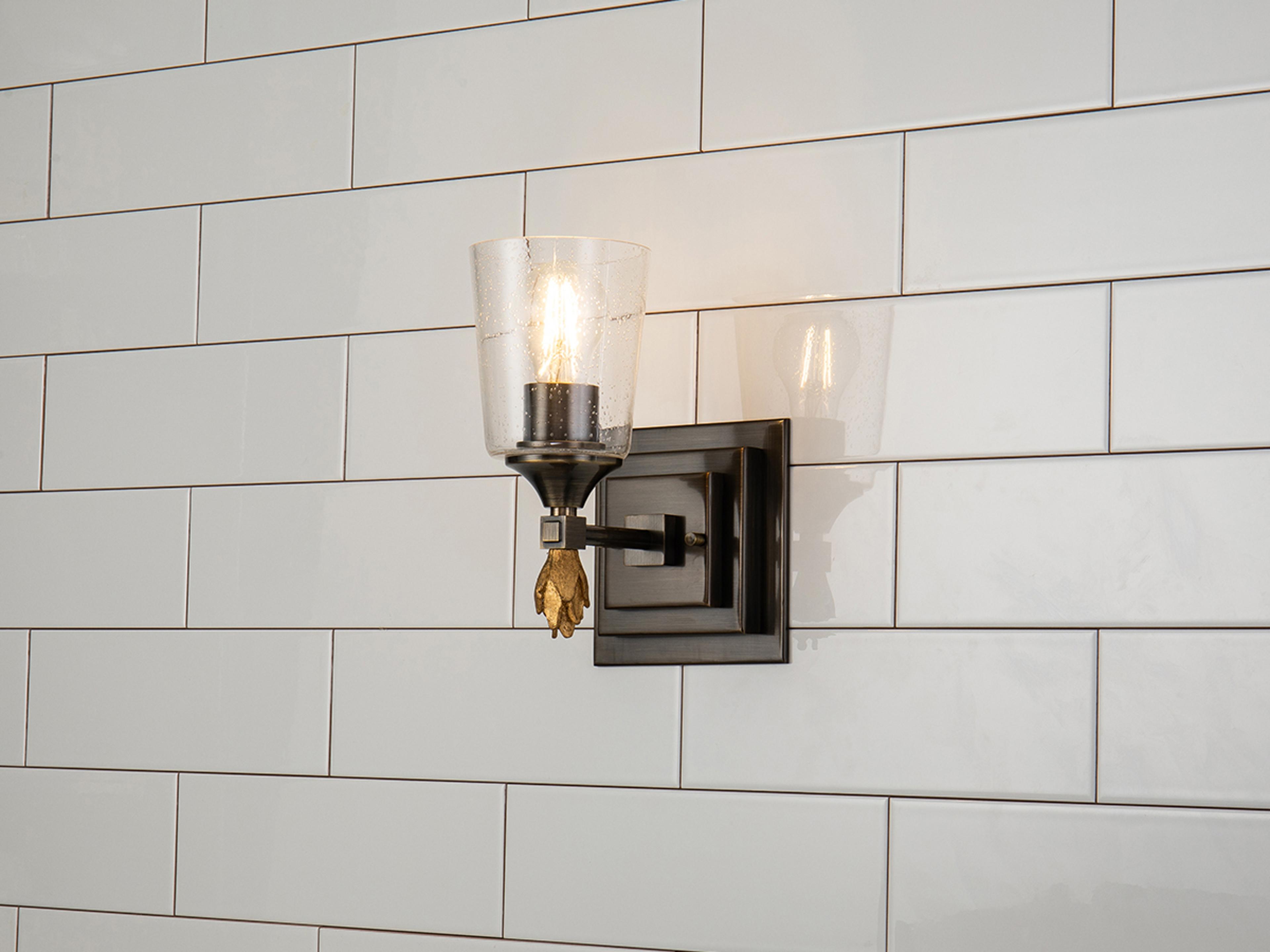 Lucas McKearn Vetiver 1-Light Dark Bronze Glass Wall Sconce