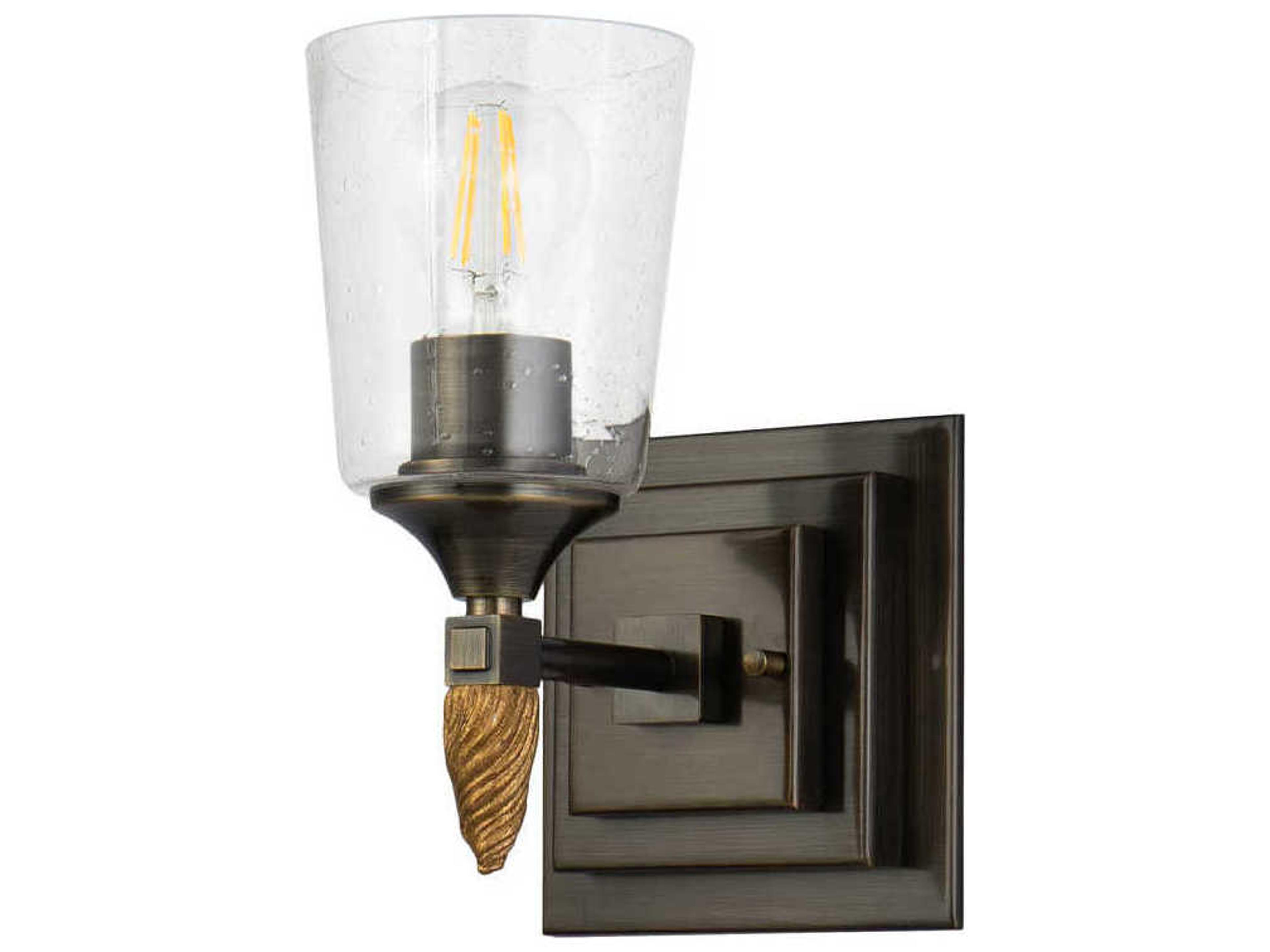 Lucas McKearn Vetiver 1-Light Dark Bronze Glass Wall Sconce