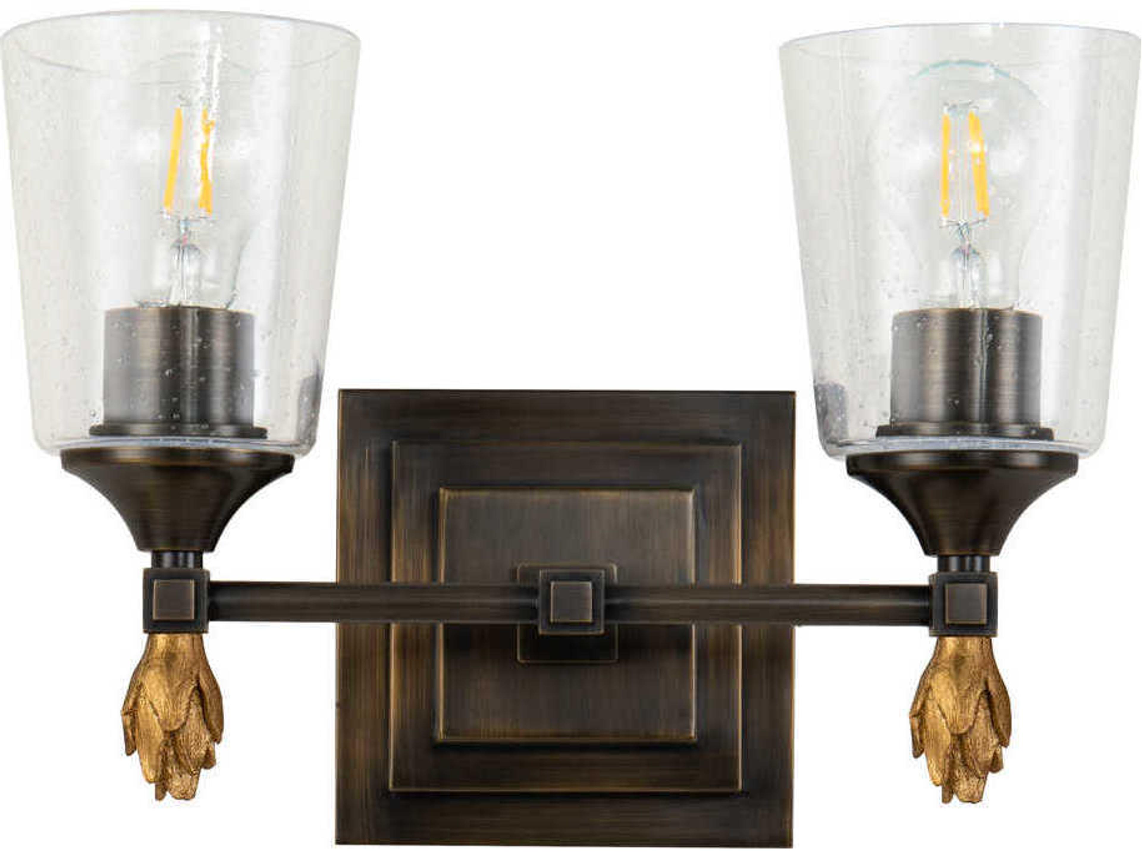 Lucas McKearn Vetiver 2-Light Dark Bronze Glass Vanity Light