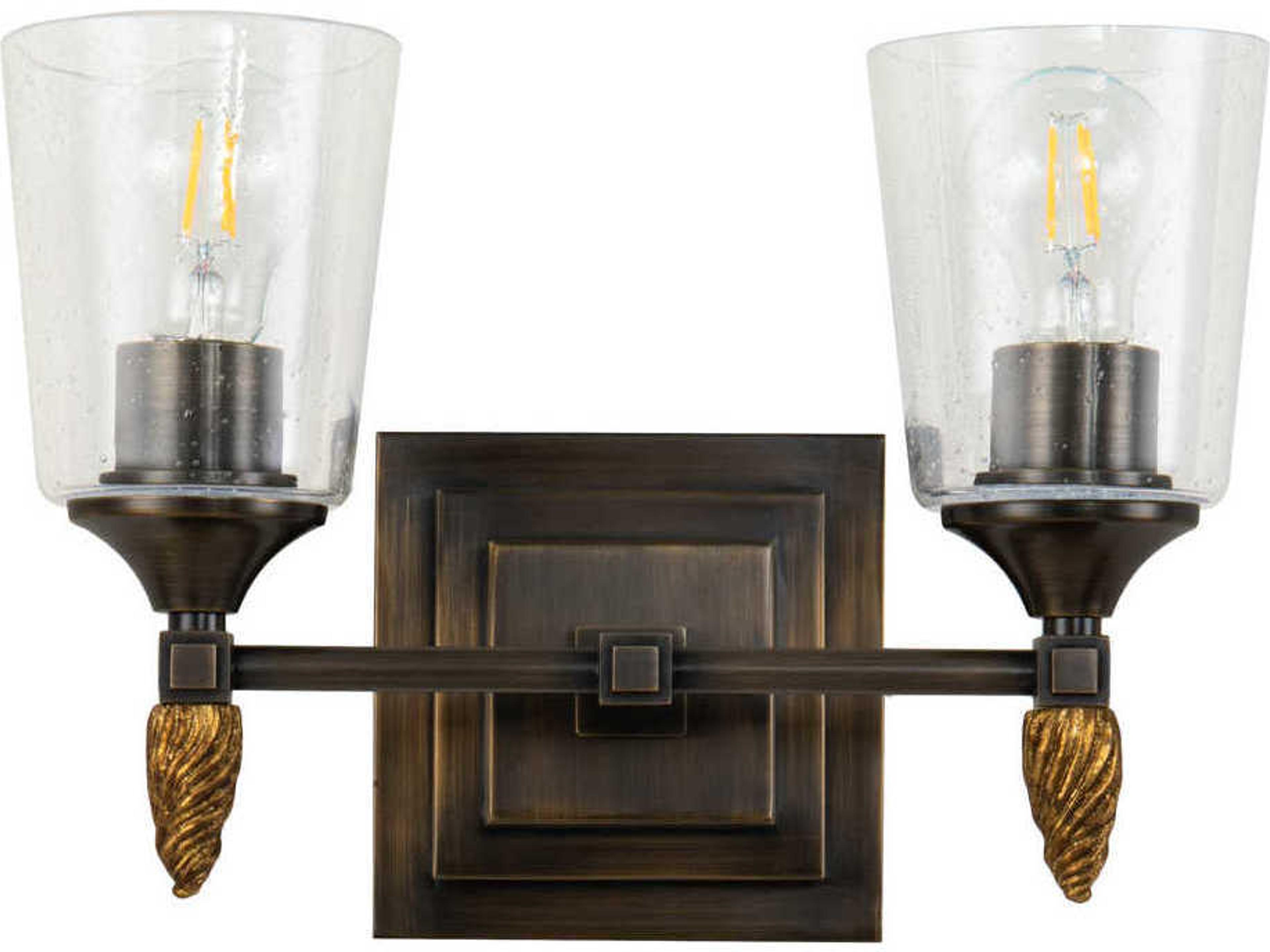 Lucas McKearn Vetiver 2-Light Dark Bronze Glass Vanity Light