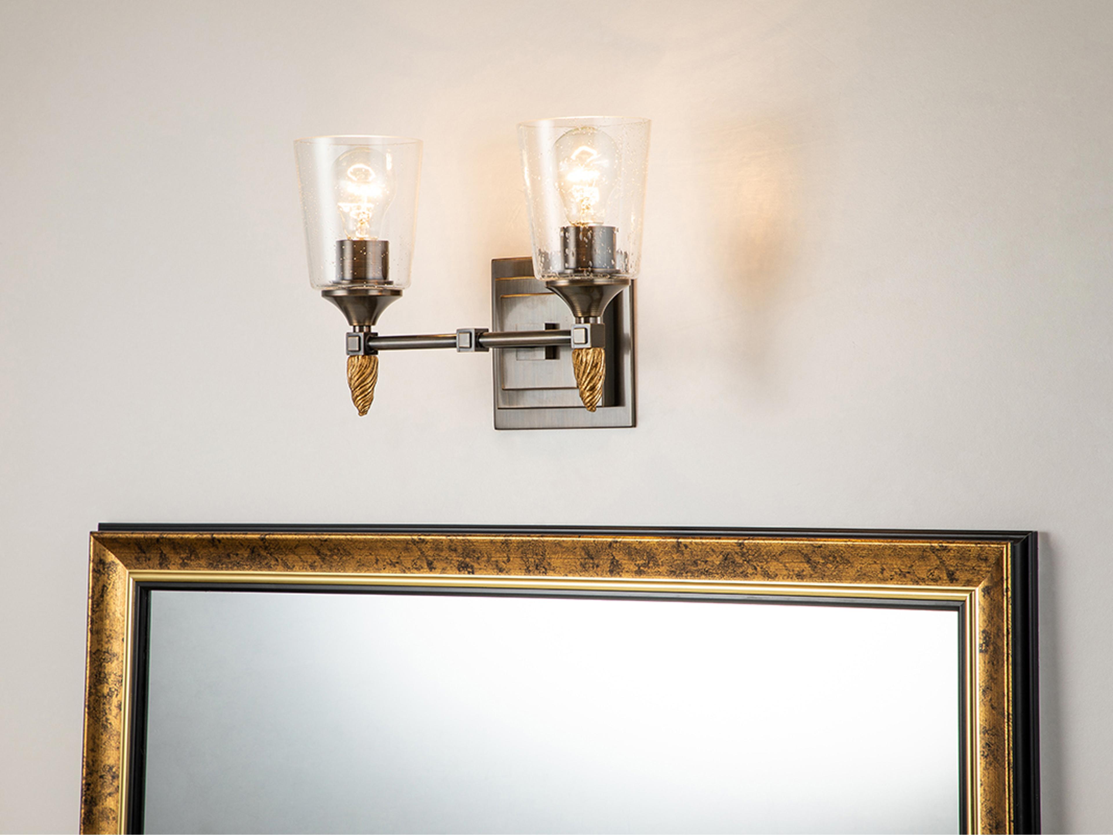 Lucas McKearn Vetiver 2-Light Dark Bronze Glass Vanity Light