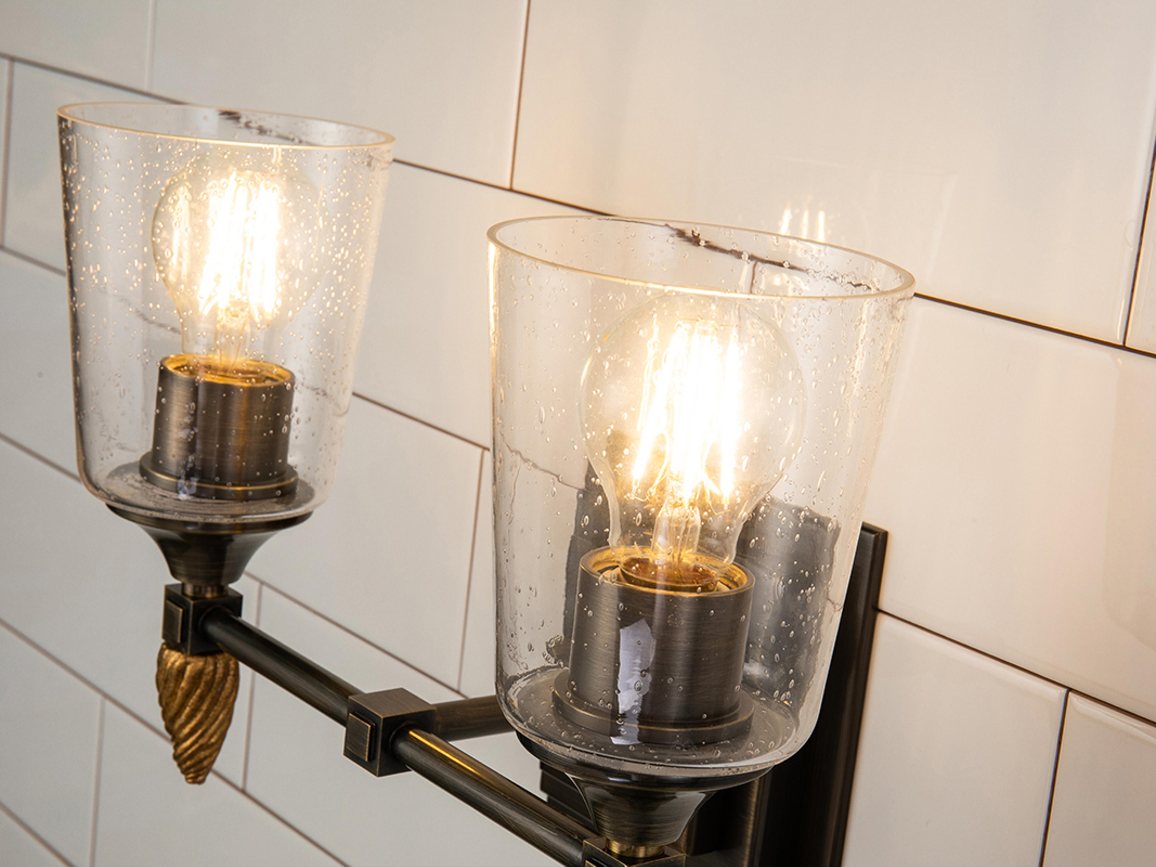 Lucas McKearn Vetiver 2-Light Dark Bronze Glass Vanity Light