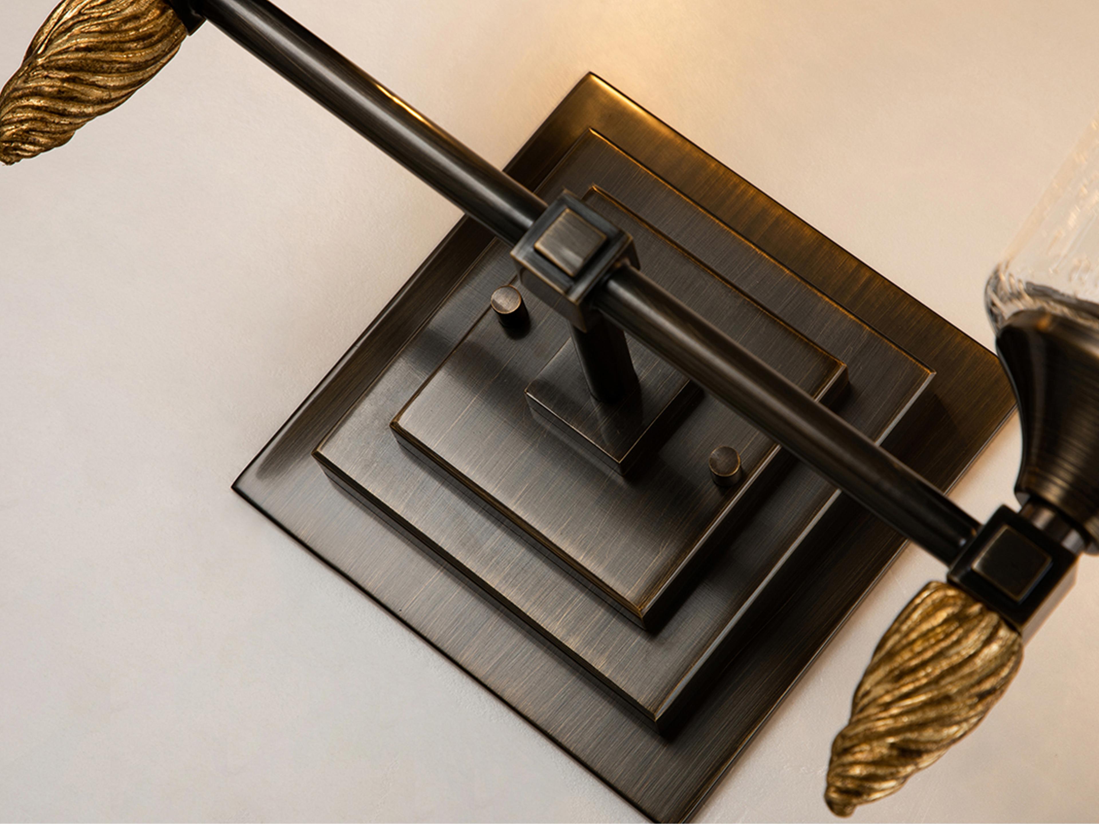 Lucas McKearn Vetiver 2-Light Dark Bronze Glass Vanity Light