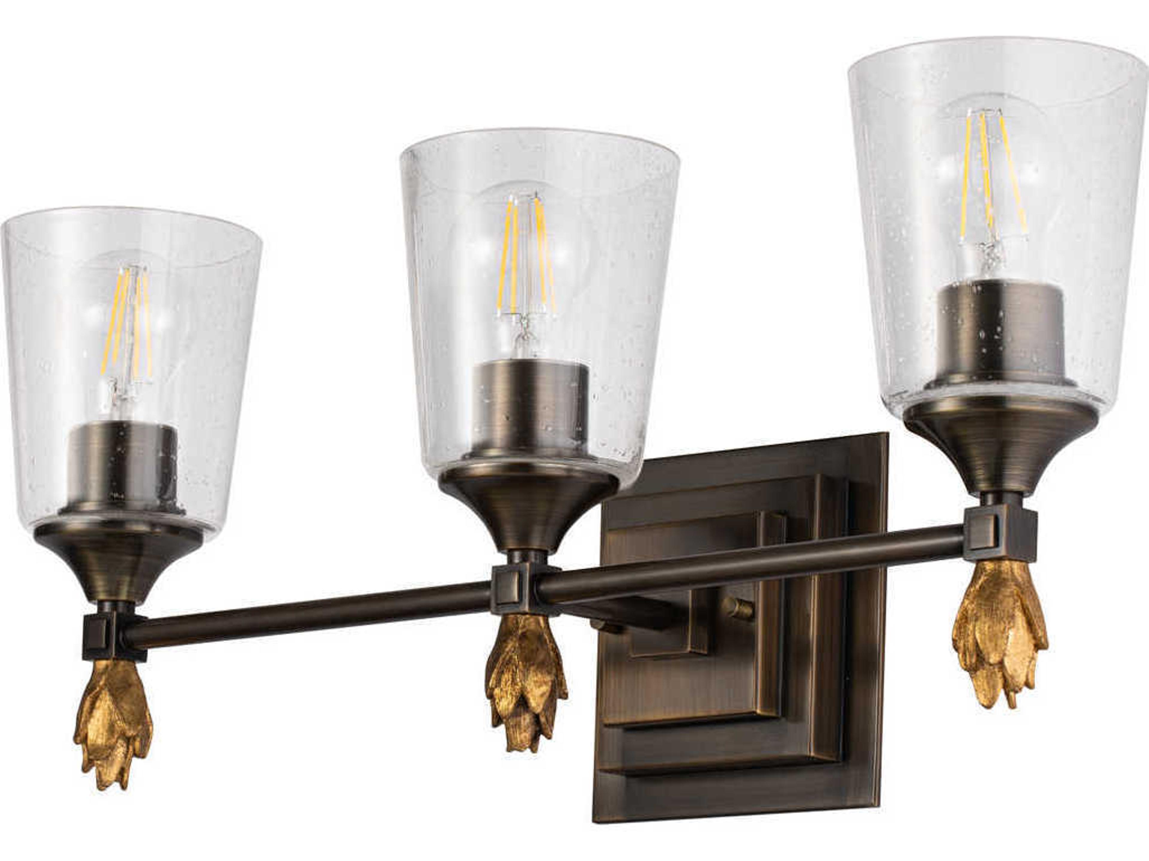 Lucas McKearn Vetiver 3-Light Dark Bronze Glass Vanity Light