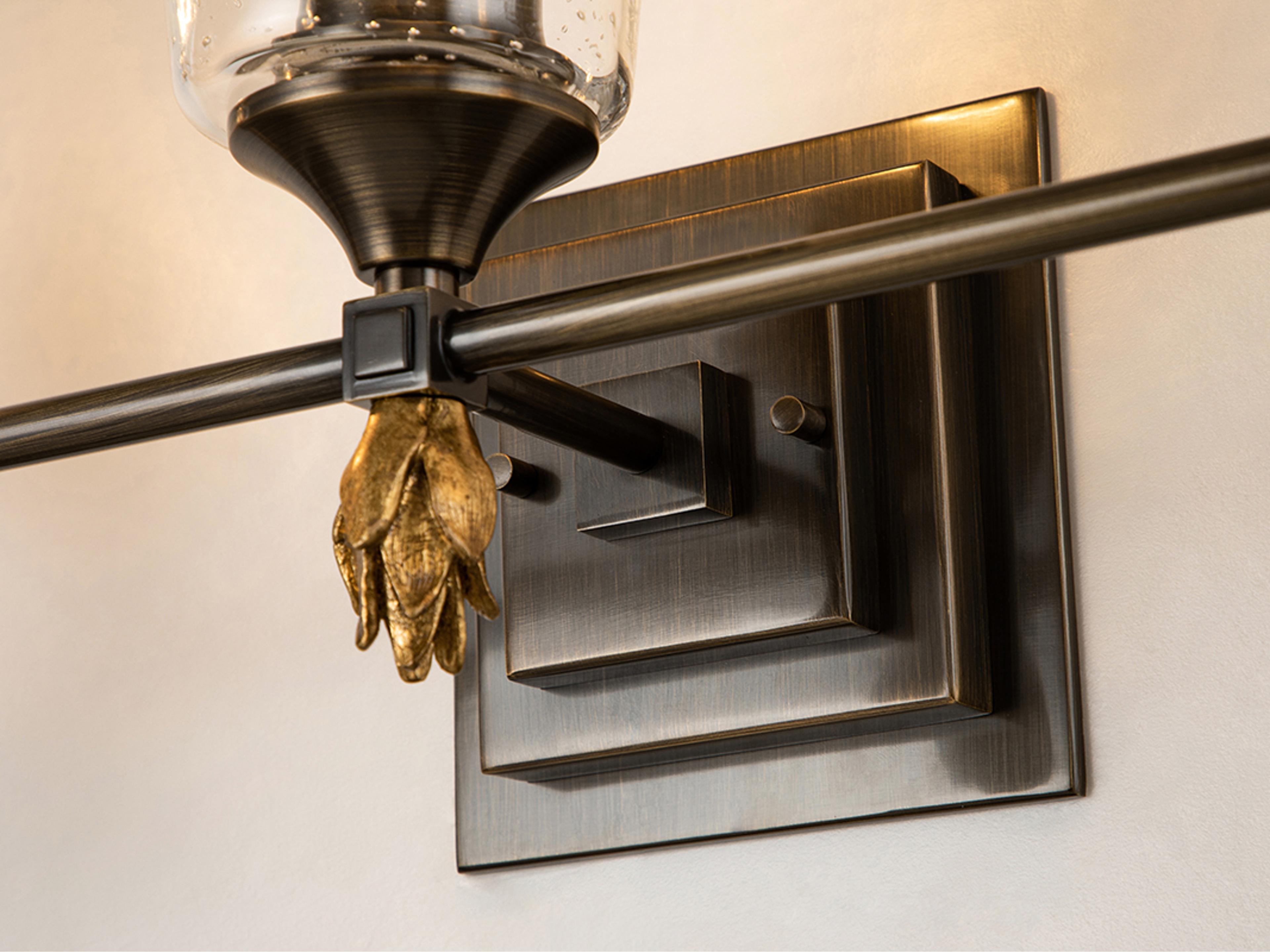 Lucas McKearn Vetiver 3-Light Dark Bronze Glass Vanity Light