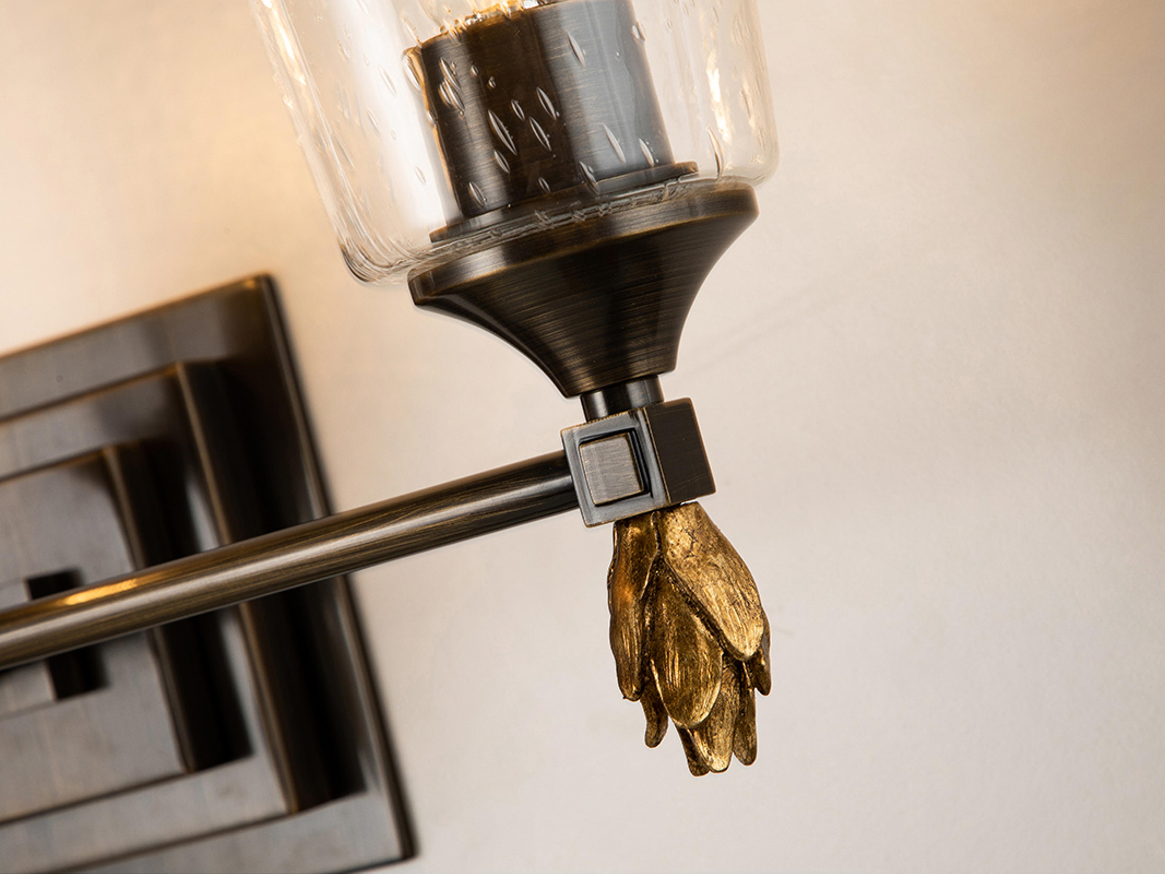 Lucas McKearn Vetiver 3-Light Dark Bronze Glass Vanity Light